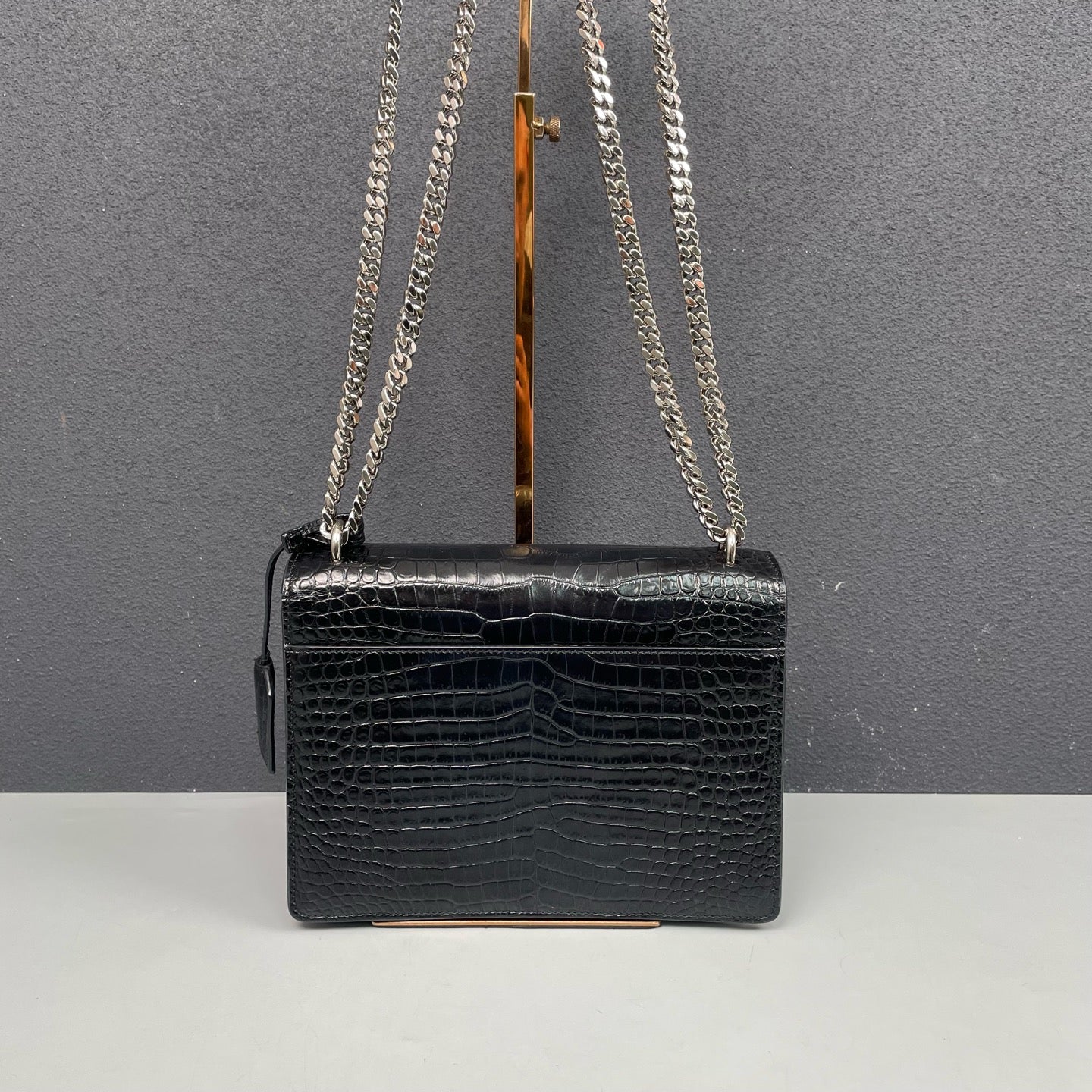 Saint Laurent - Sunset Medium Chain Bag - Embossed leather - Black - (Medium)