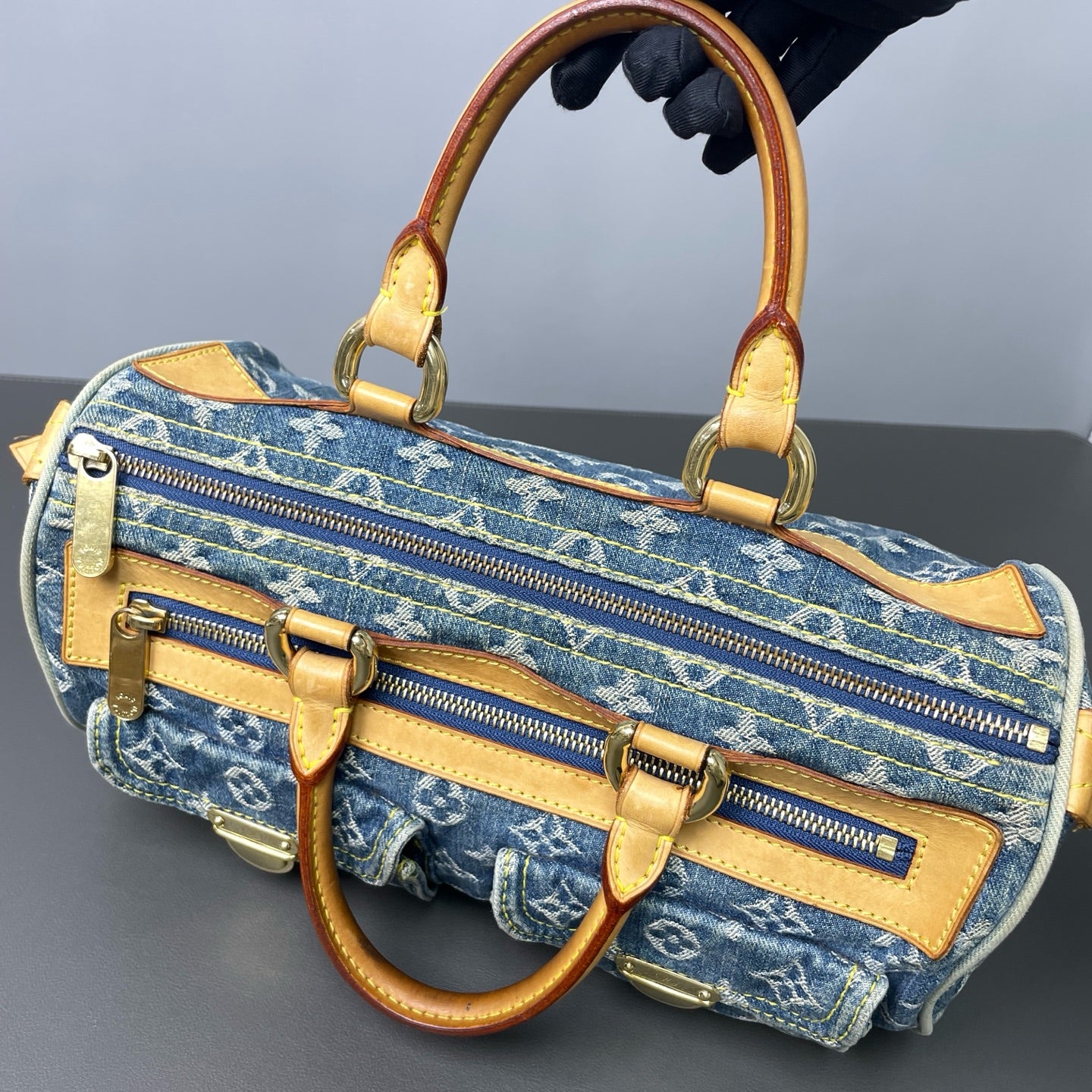 Louis Vuitton - Monogram Denim Boston Bag - Denim and Vachetta Leather - Blue - (medium)