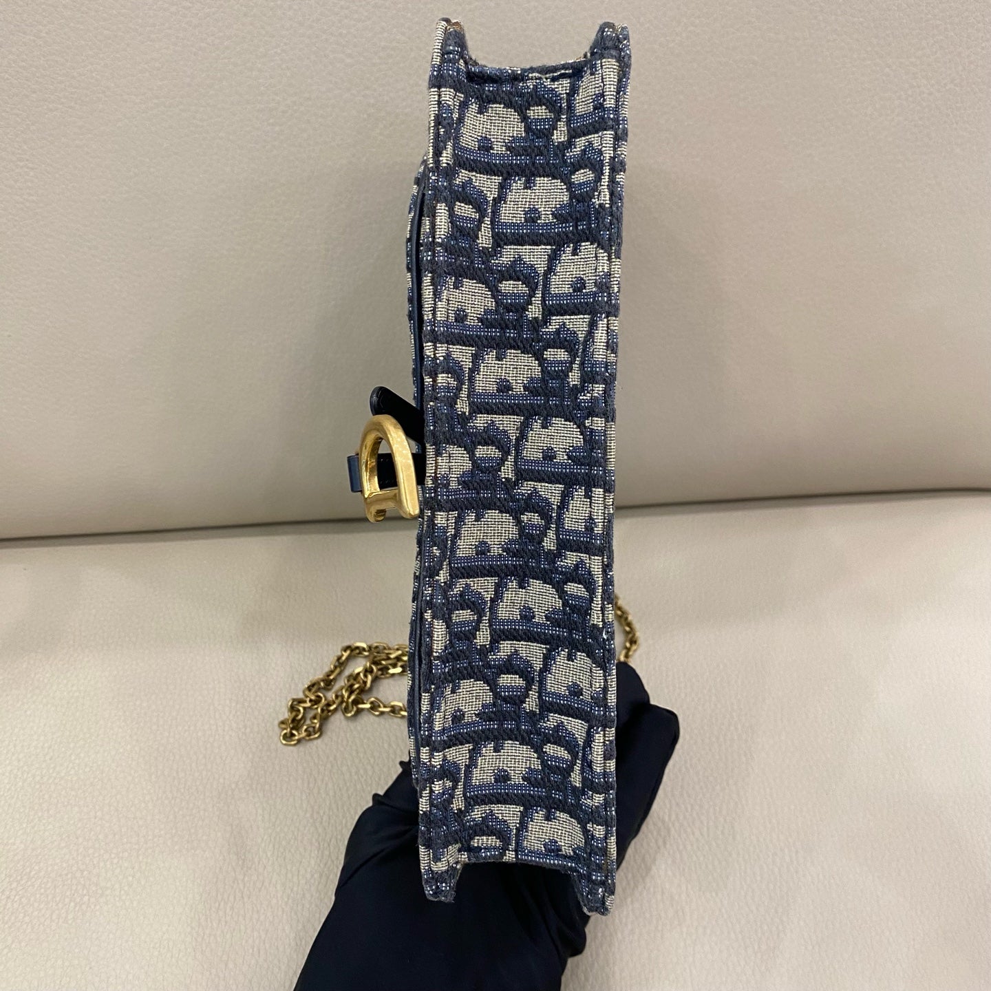 Dior - Saddle WOC (Wallet on Chain) - Oblique jacquard canvas - Blue - (small)