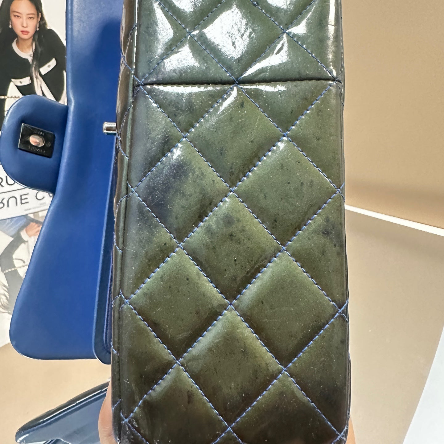 Chanel - Classic Flap Jumbo Double Flap - Patent leather - Blue - (Large)