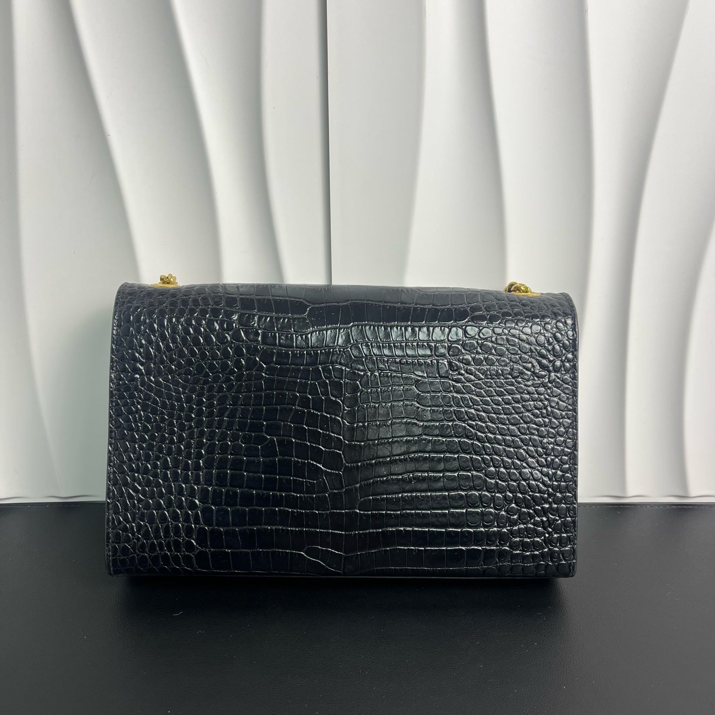 Saint Laurent - Kate Medium Chain Bag with Tassel - Crocodile embossed leather - Black - (medium)