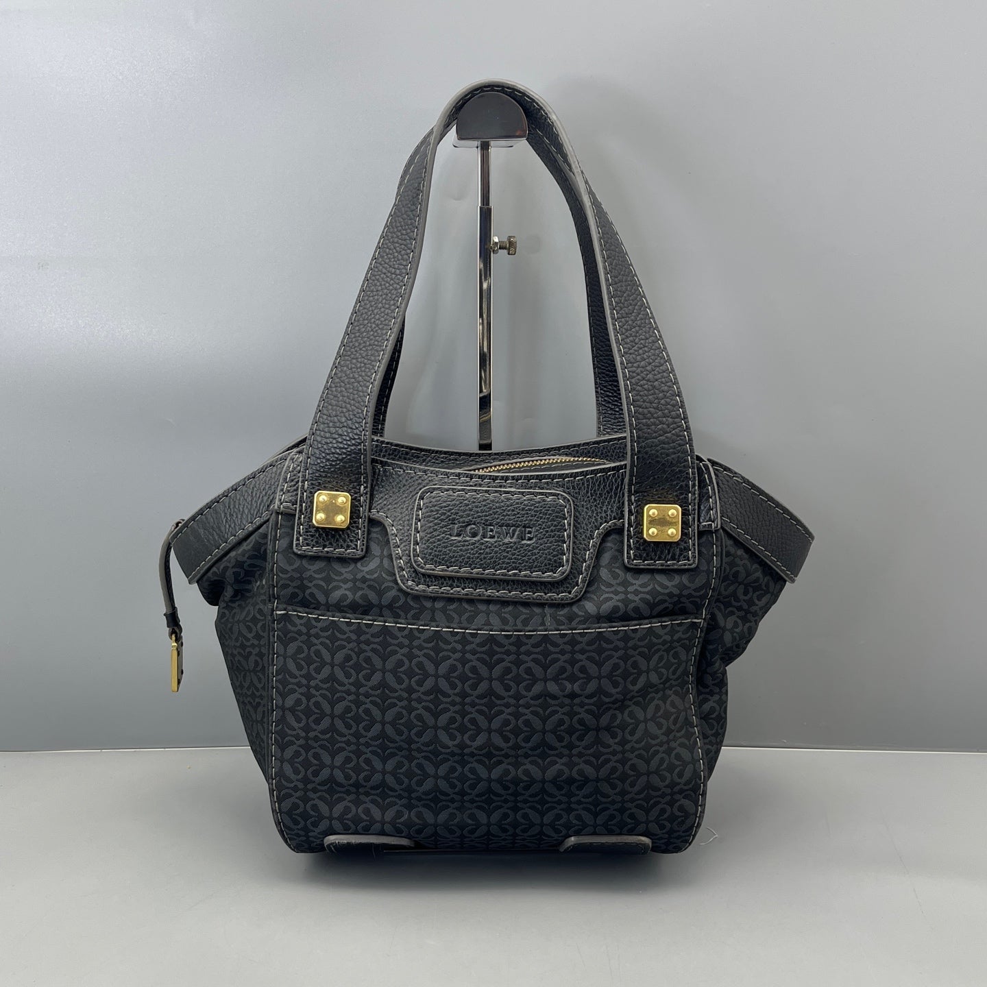 Loewe - Anagram Tote Bag - Coated canvas with pebbled leather trim - Black - (medium)