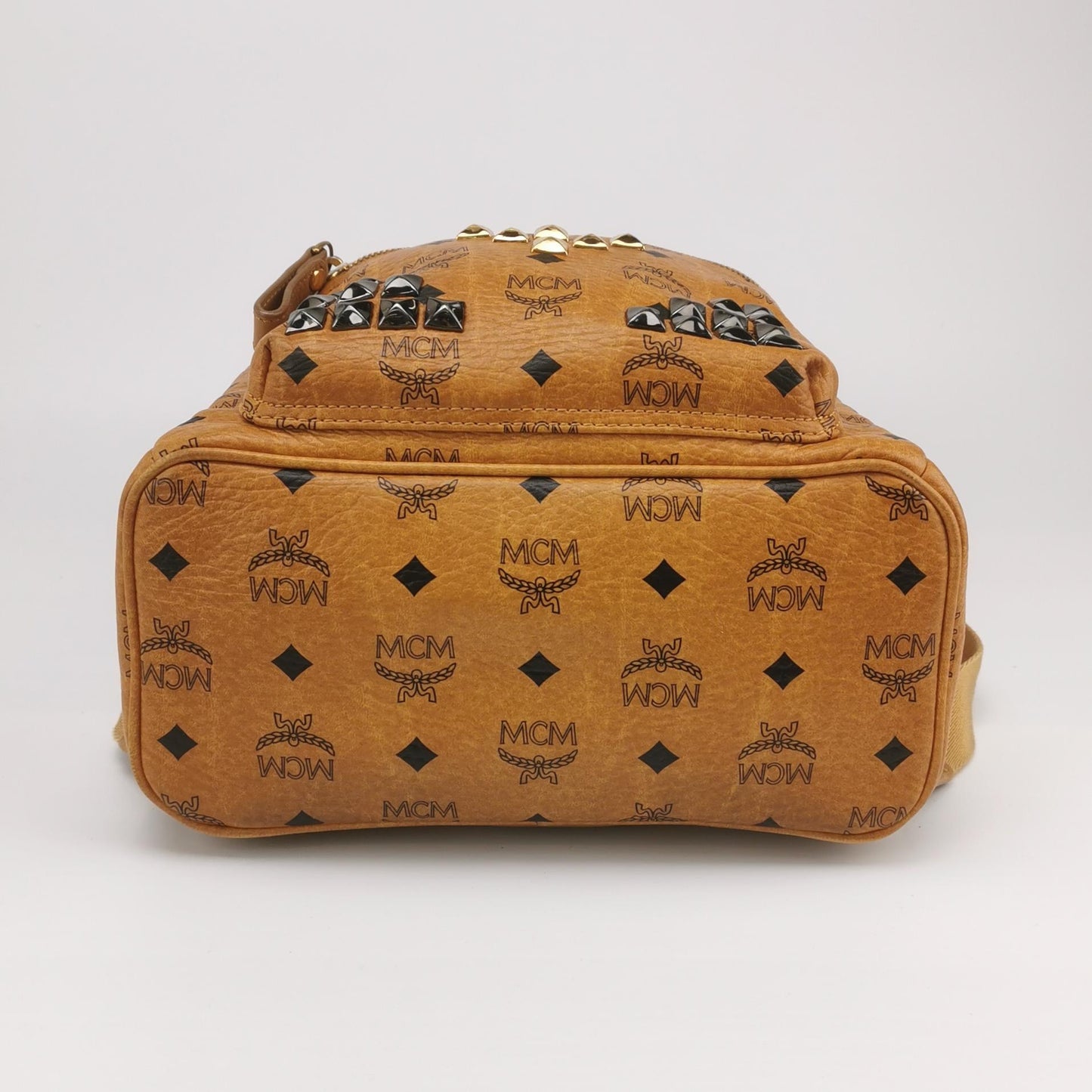 MCM - Stark Studded Mini Backpack - Visetos coated canvas with leather trim - Brown - (mini)