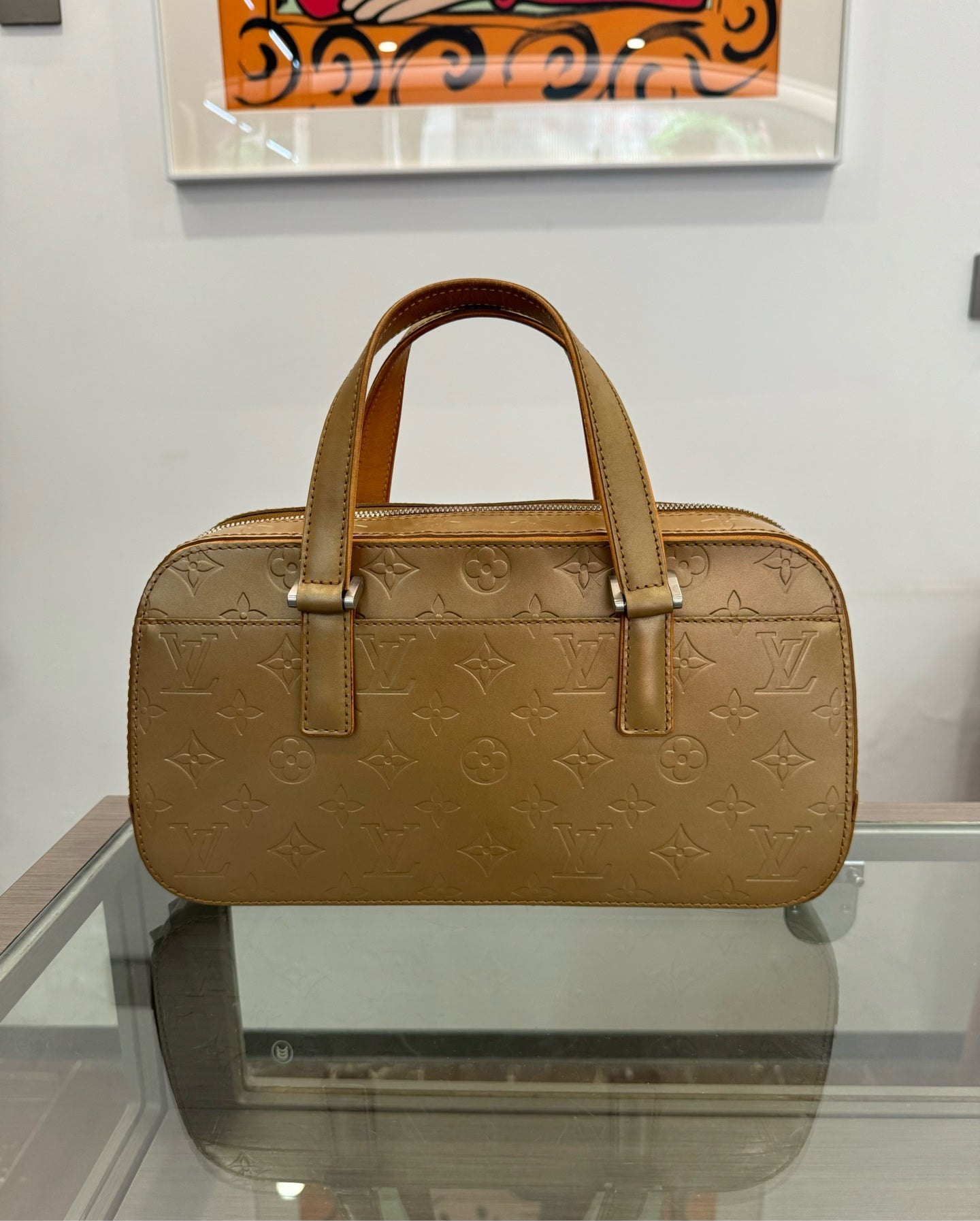 Louis Vuitton - Matte Monogram Vernis Bowling Bag - Monogram Vernis patent leather - Beige - (medium)
