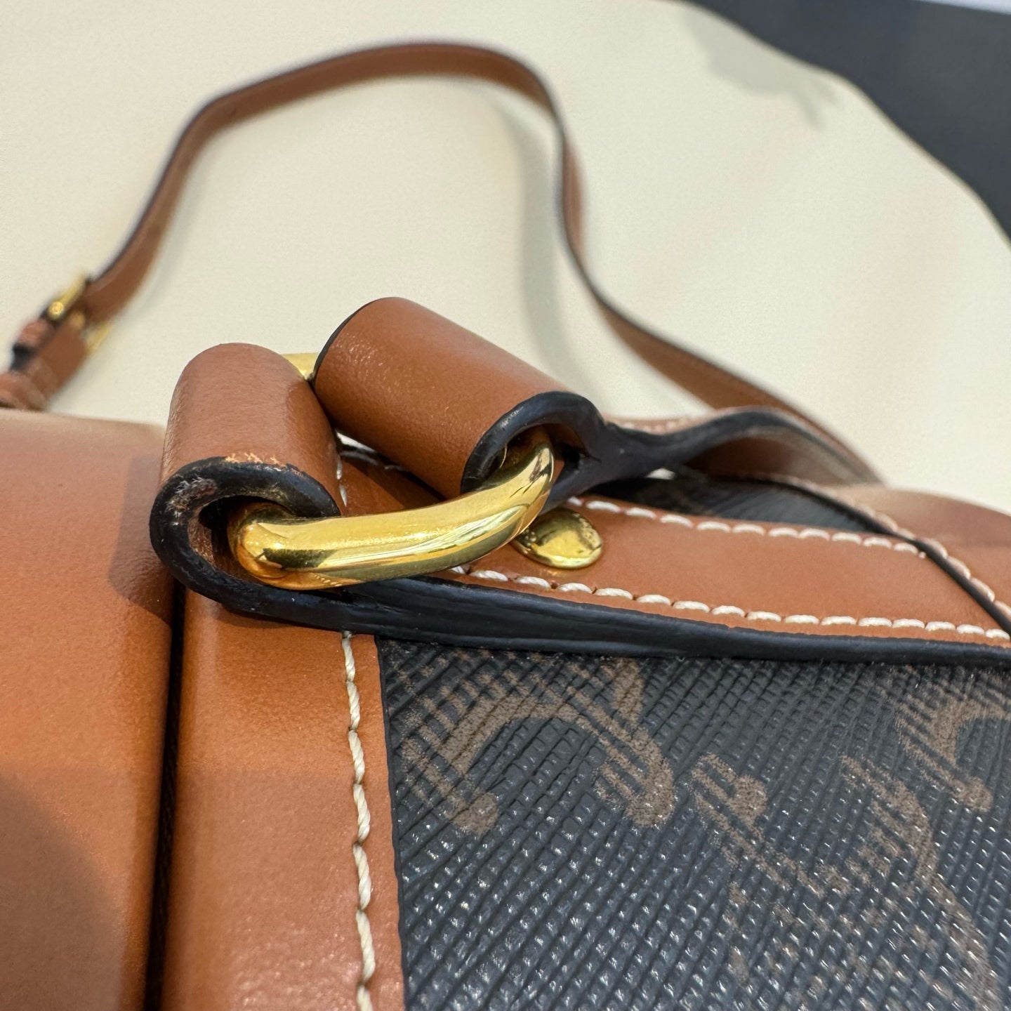 Celine - Triomphe Canvas Cylinder Bag - Triomphe Canvas and Leather - Brown - (small)