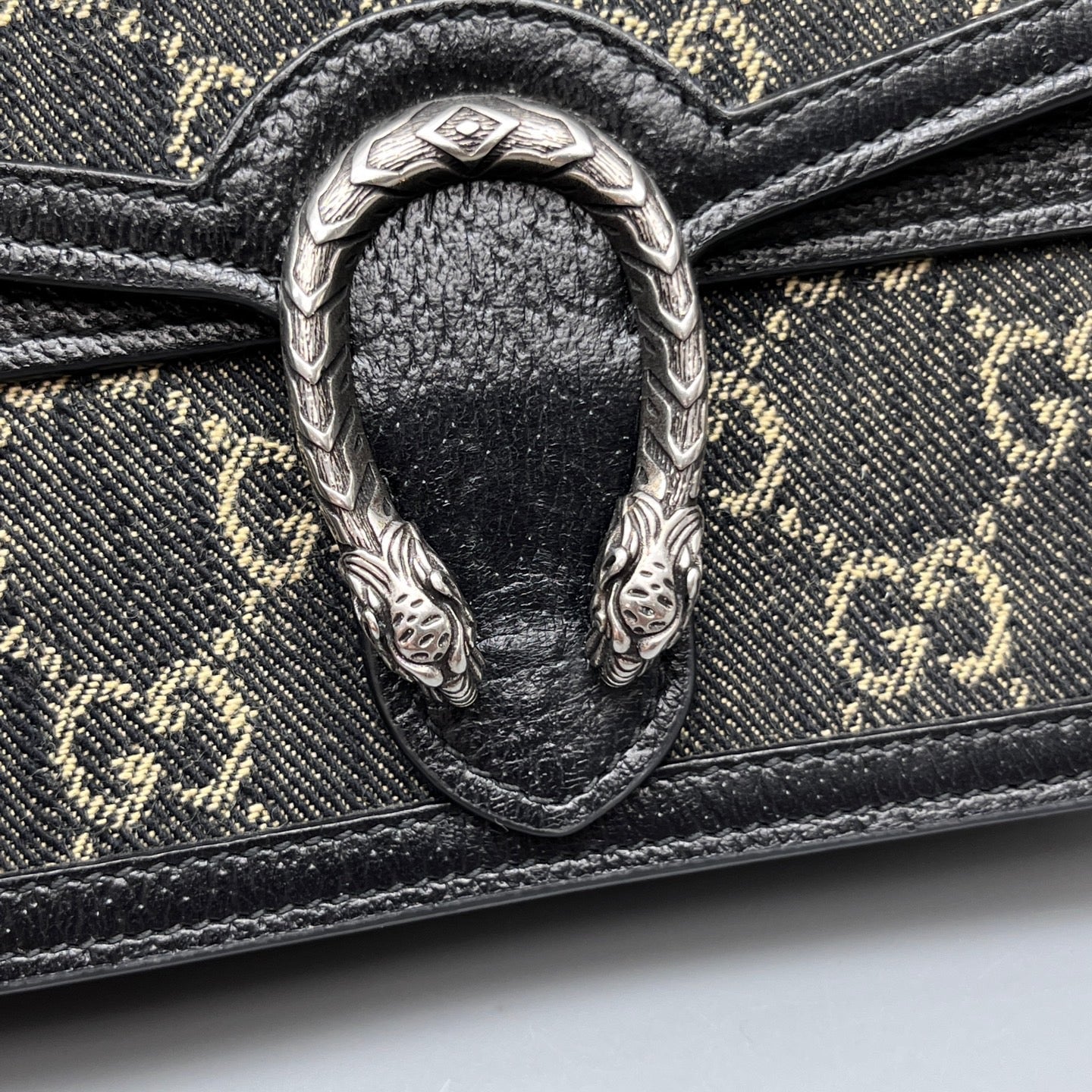 Gucci - Dionysus Chain Wallet - Denim - Jeans and Leather - Multicolour with black leather trim and antique silver-tone hardware - (mini)