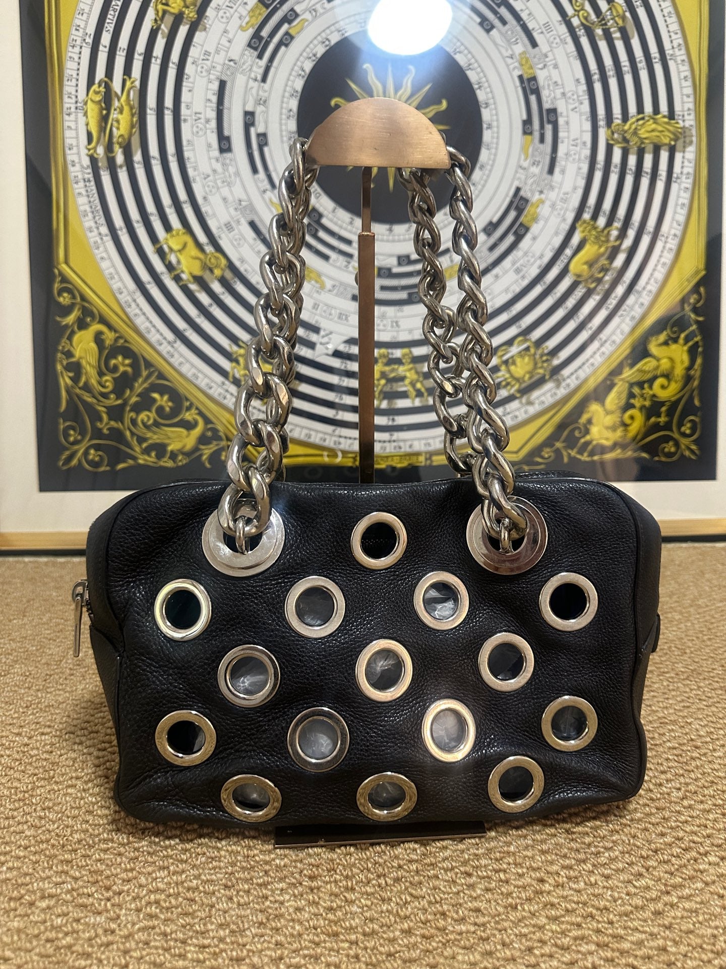 Prada - Punk Eyelet Chain Bag (Runway Model) - Grained leather - Black - (mini)