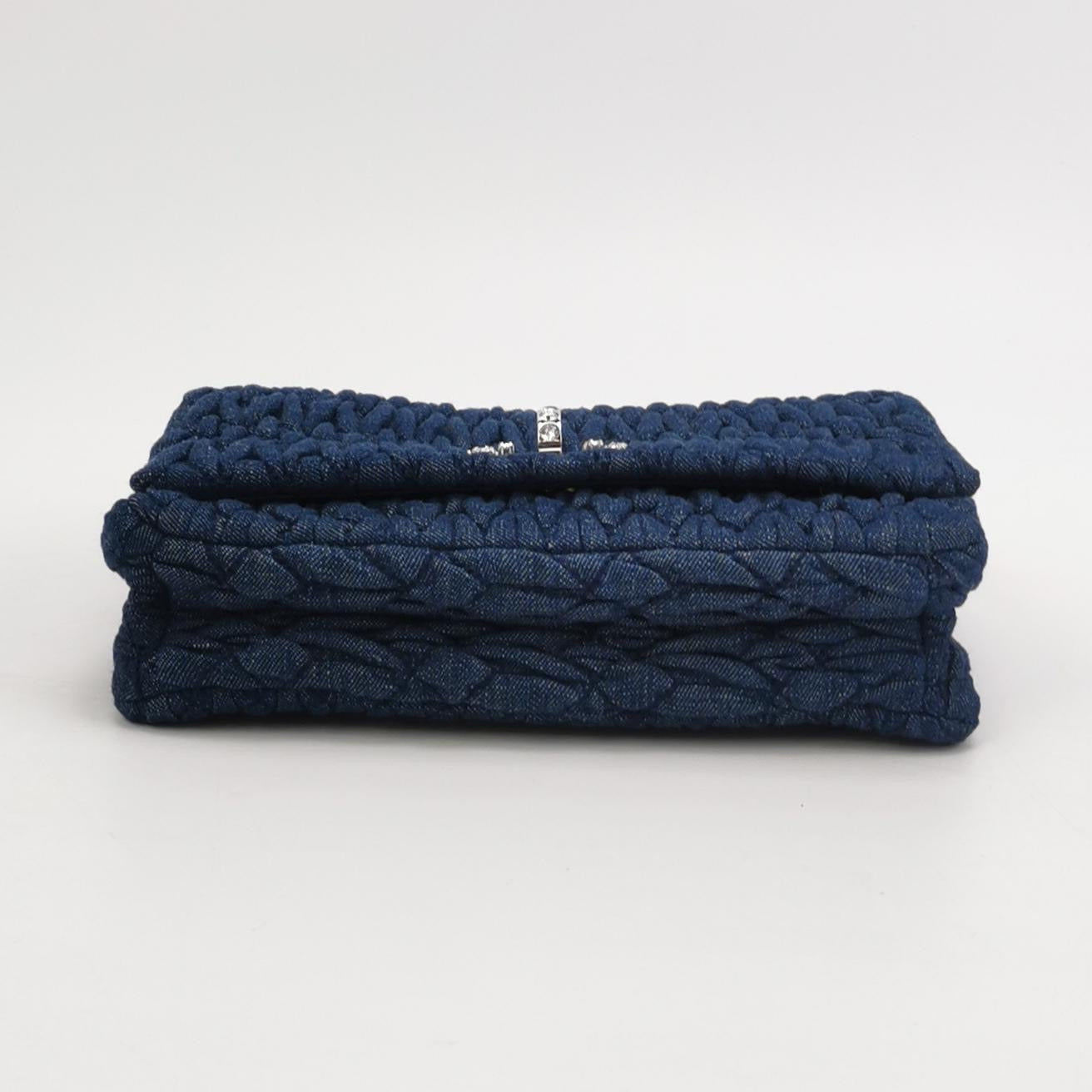 Miu Miu - Matelassé Denim Crystal Clutch - Denim - Jeans and Leather - Blue - (small)