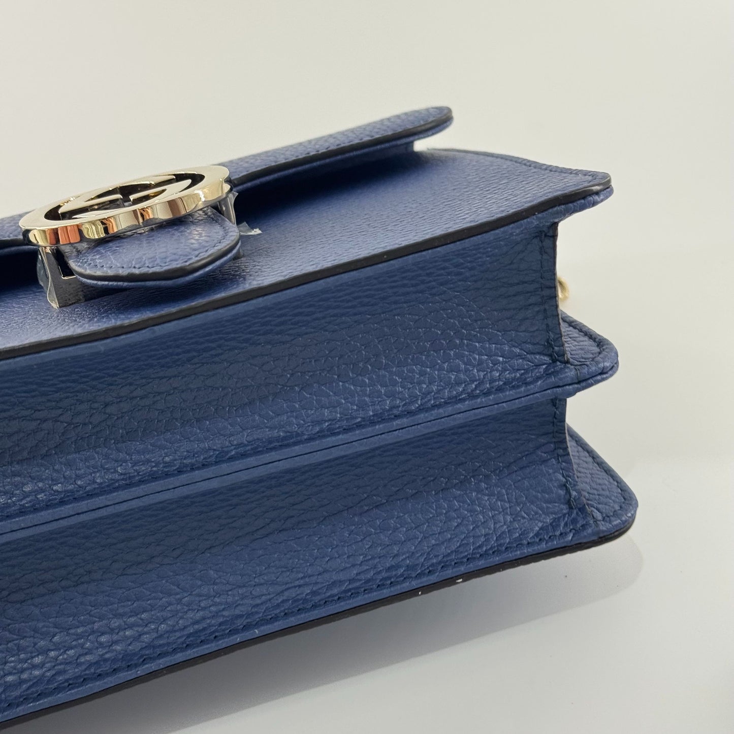 Gucci - Interlocking G Accordion Chain Bag - Grained leather - Blue - (mini)