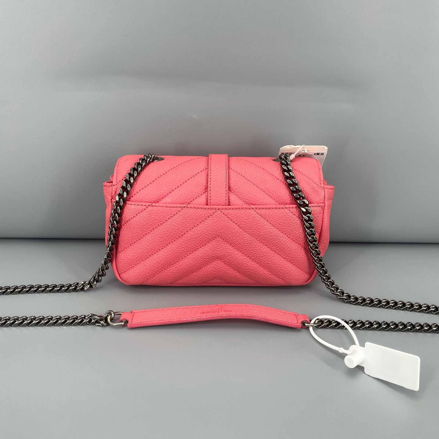 Saint Laurent - College Mini Messenger Bag - Grained leather - Pink - (mini)