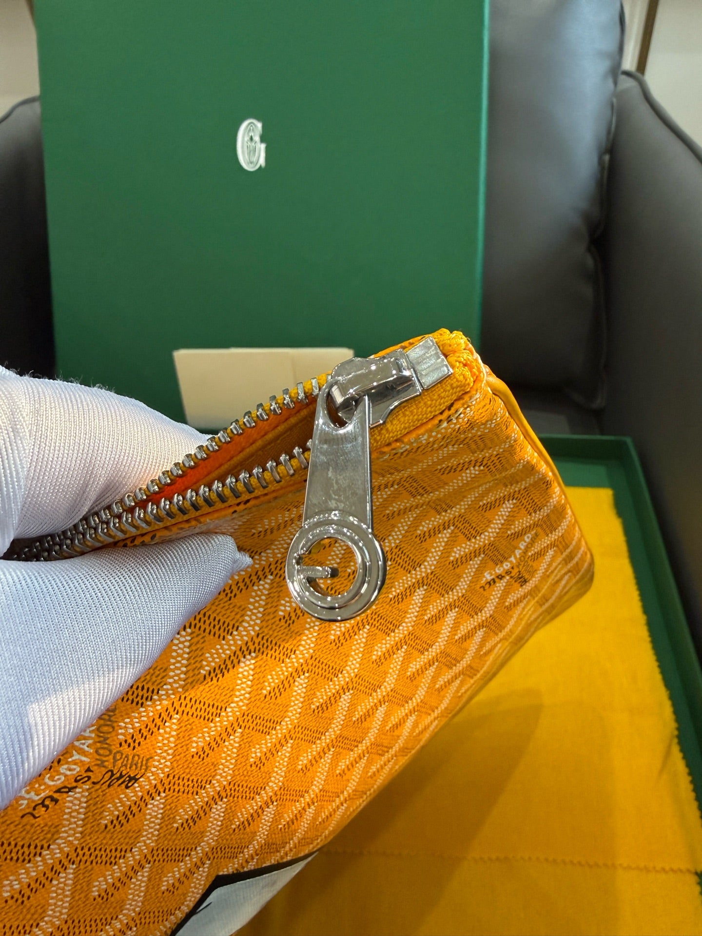 Goyard - Senat Clutch Pouch - Goyardine canvas with leather trim - Yellow - (Large)
