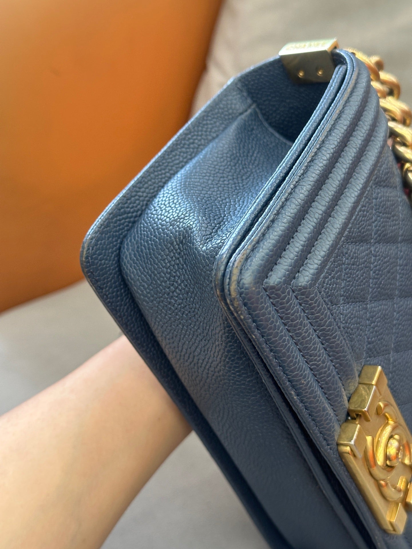 Chanel - Boy Bag Small - Grained calfskin leather - Blue - (Small)