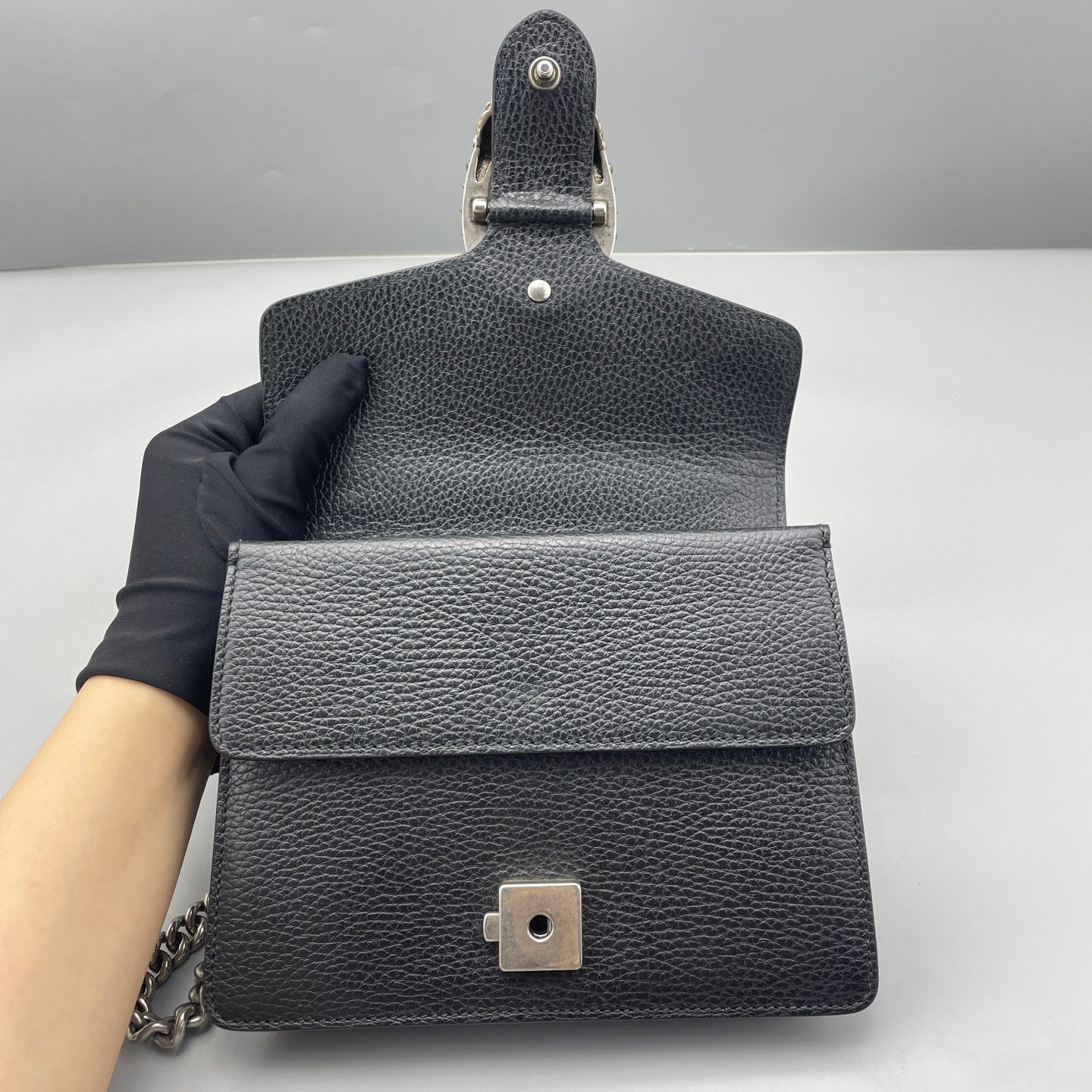 Gucci - Dionysus Mini with Crystal Buckle - Grained leather - Black - (mini)