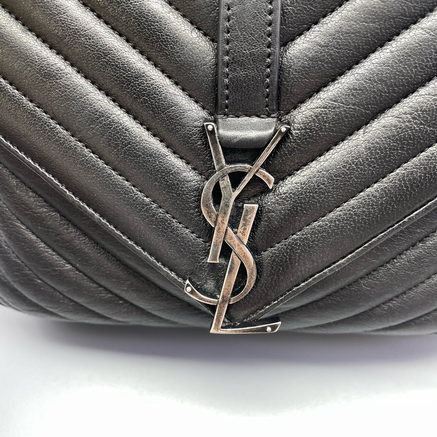 Saint Laurent - College Monogram Bag - Leather - Metallic Black - (Small)