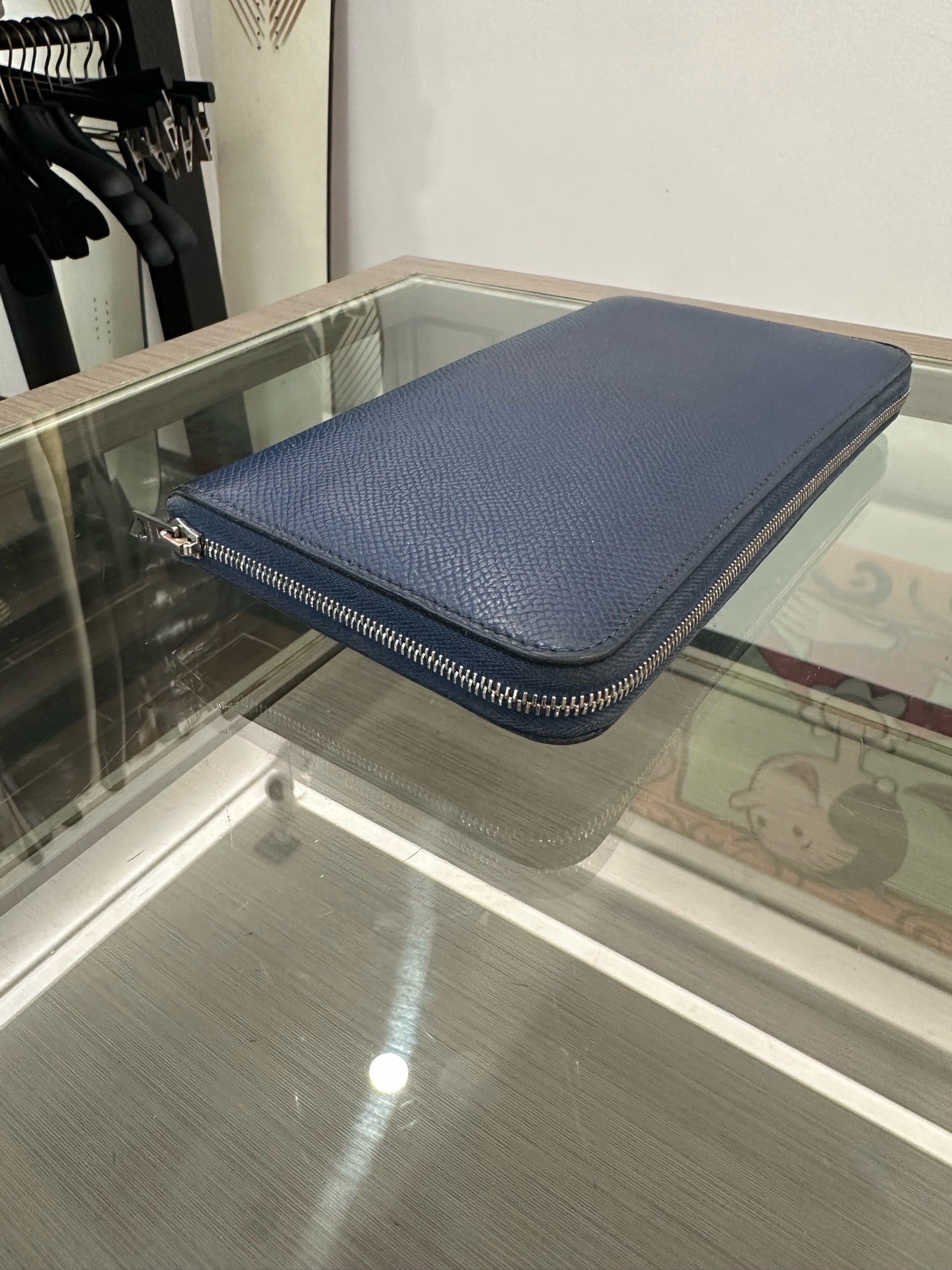 Hermès - Silk-in Zipper Wallet - Epsom leather and Silk - Blue - (Medium)