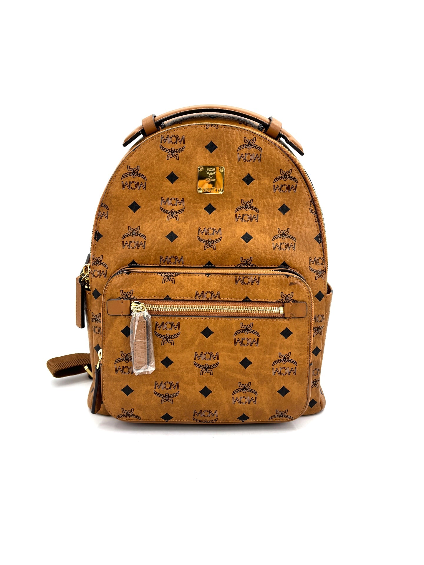 MCM - Stark Visetos Backpack - Visetos coated canvas with leather trim - Brown - (Small)