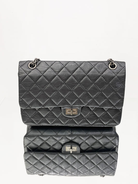 Chanel - 2.55 Reissue Flap Bag - Aged calfskin leather - Black - (Medium)