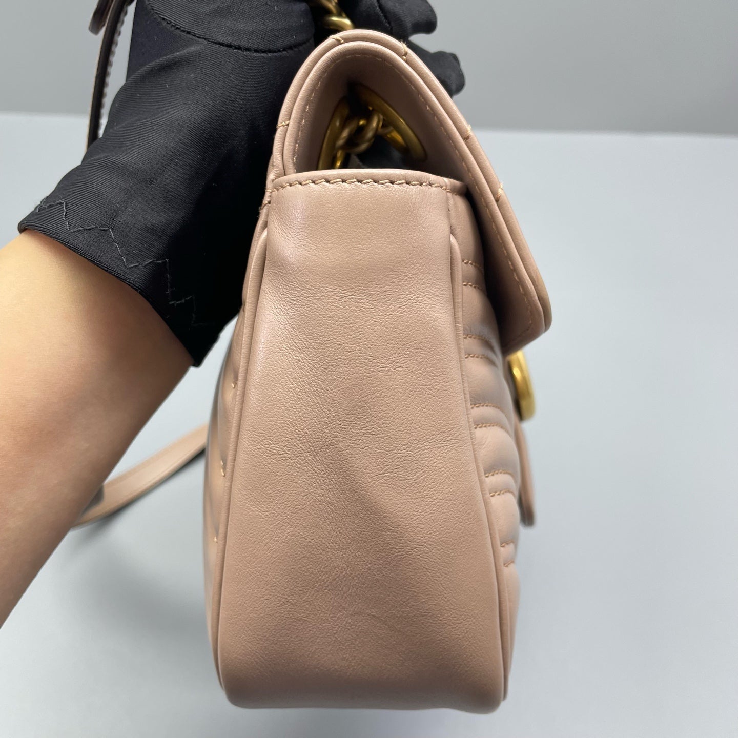 Gucci - GG Marmont Matelassé Small Shoulder Bag - Leather - Beige - (small)