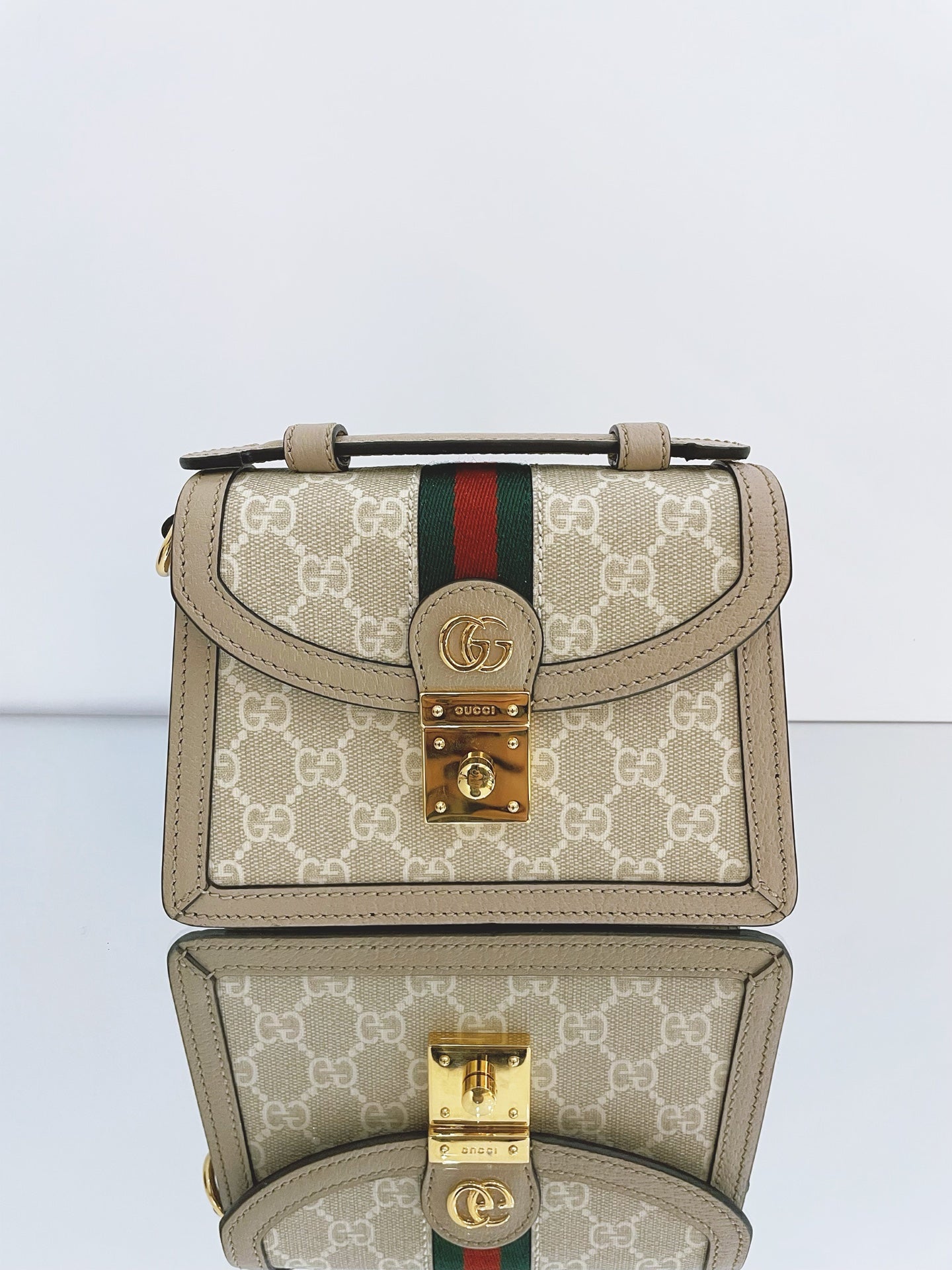 Gucci - Ophidia Mini Messenger Bag - GG Supreme canvas with leather trim - Beige - (mini)