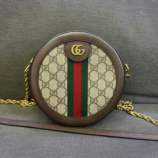 Gucci - Ophidia GG Round Mini Bag - GG Supreme coated canvas with leather trim - Brown - (mini)