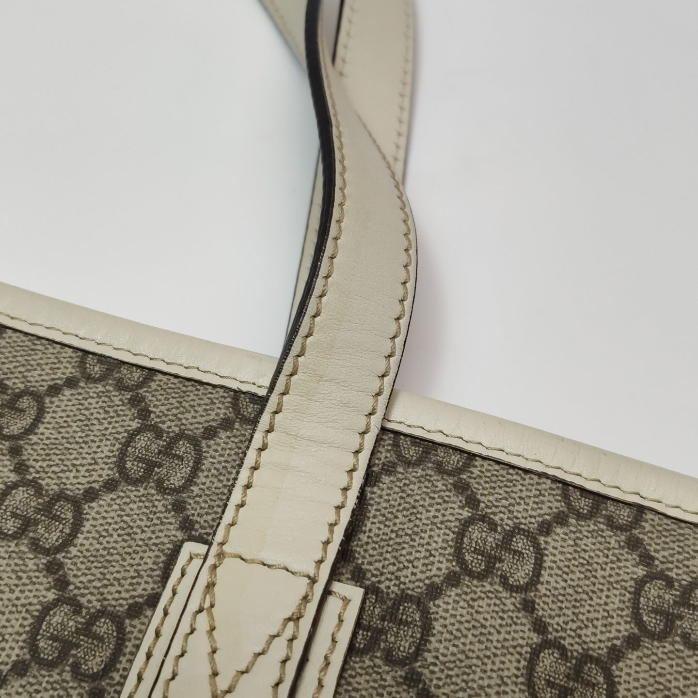 Gucci - GG Supreme Tote Bag - GG Supreme coated canvas with leather trim - Beige - (Medium)