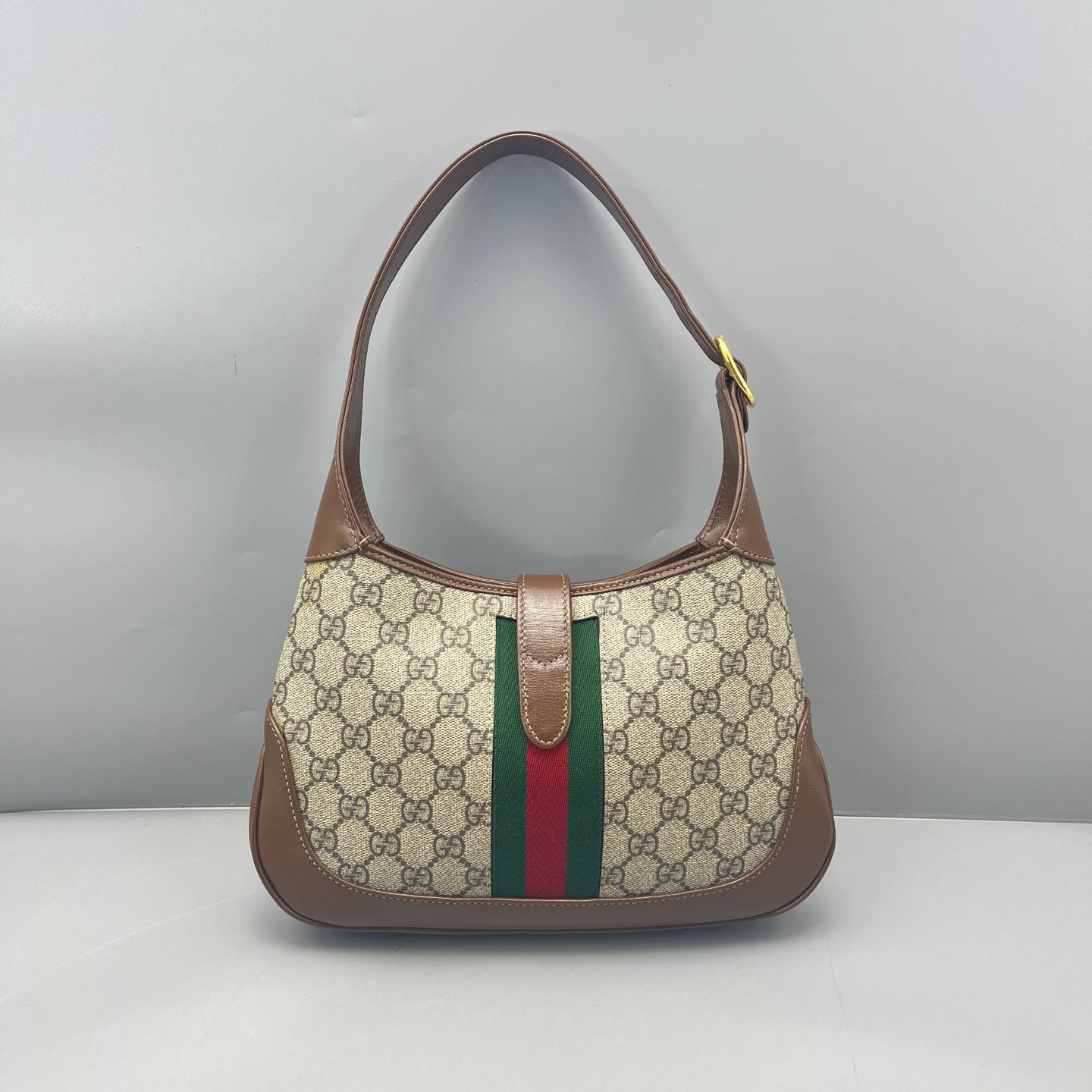 Gucci - Jackie 1961 Shoulder Bag - GG Supreme canvas with Leather trim - Brown - (medium)