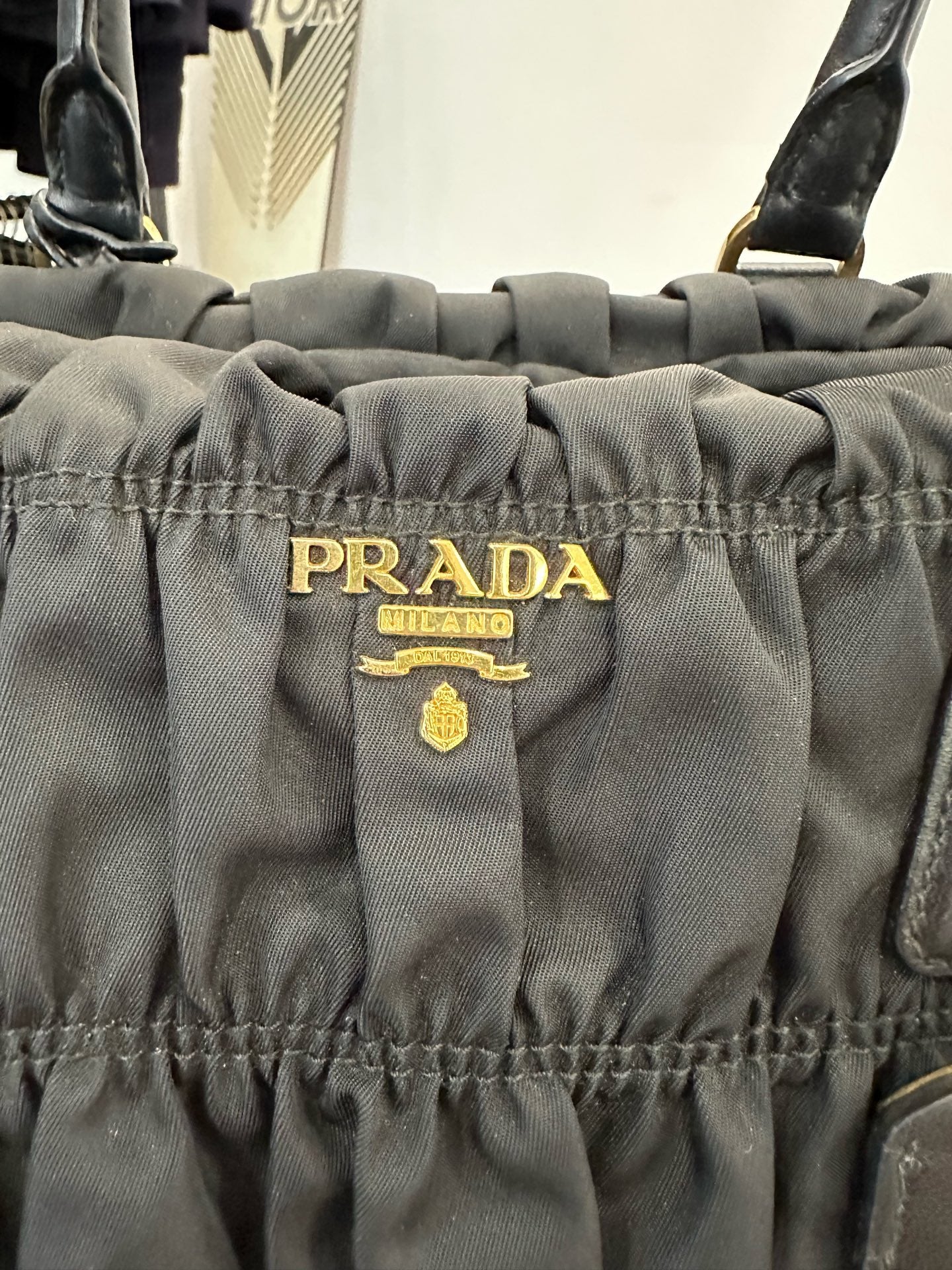 Prada - Gaufre Tessuto Tote B1407L - Polyamide nylon with Saffiano leather trim - Black with gold-tone hardware - (Medium)