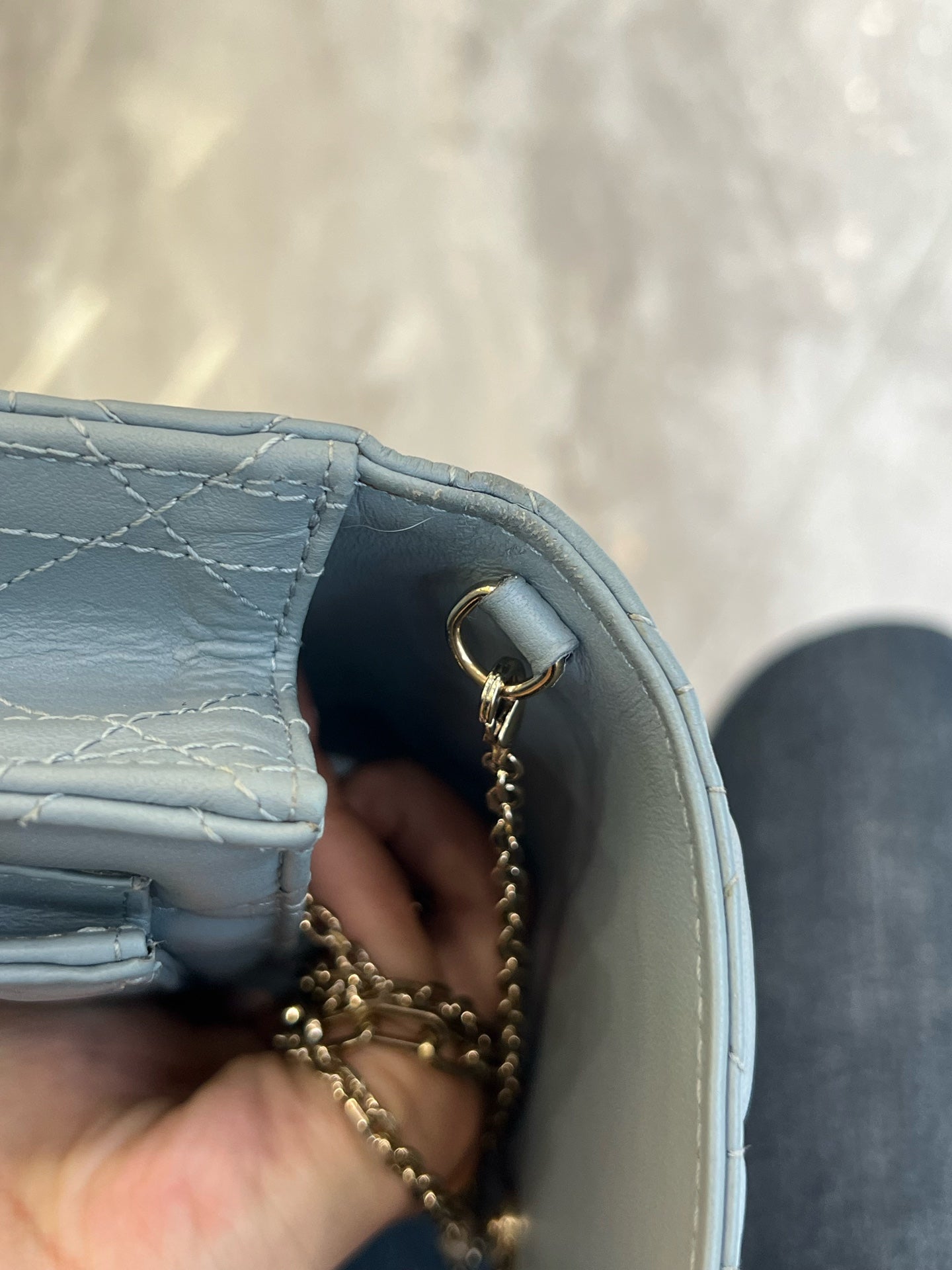 Dior - Daily Miss Lady WOC Pearl Chain Bag - Leather - Blue - (mini)