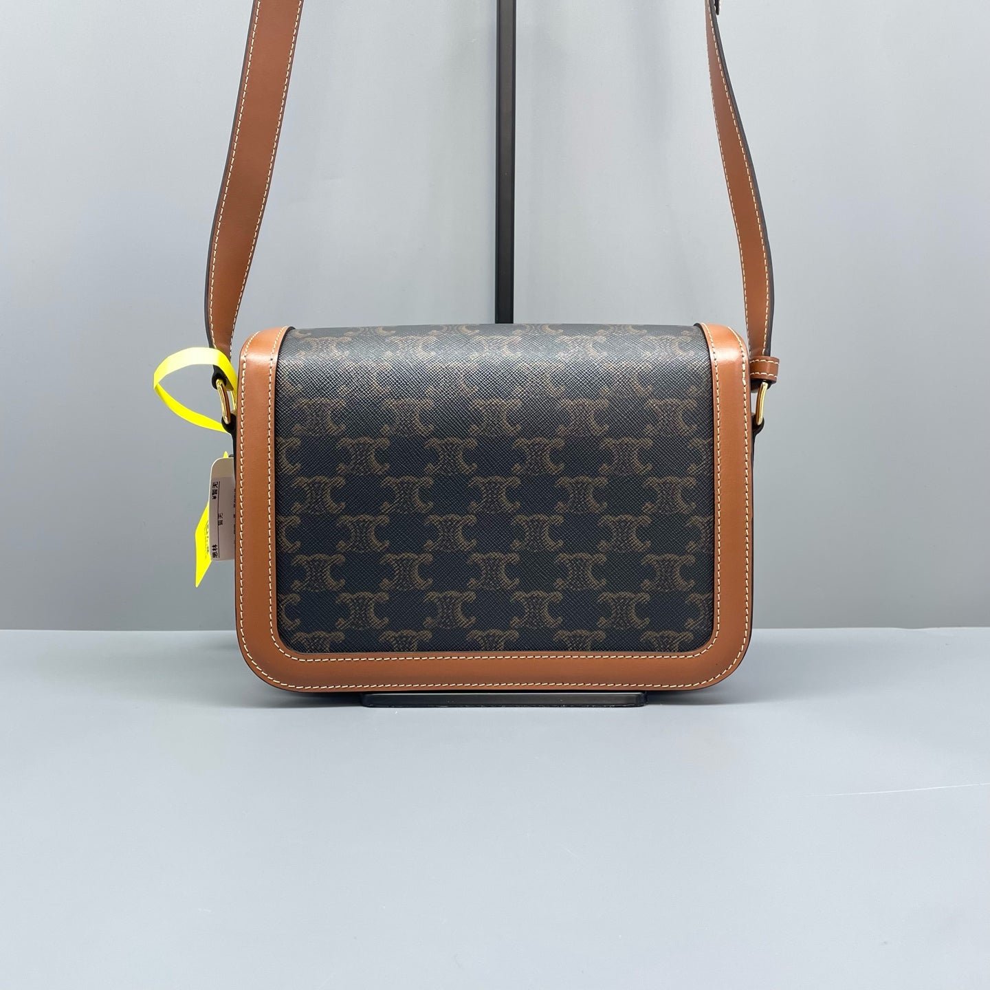 Celine - Teen Triomphe Box Bag - Triomphe Canvas and Leather - Brown with Camel accents - (small)