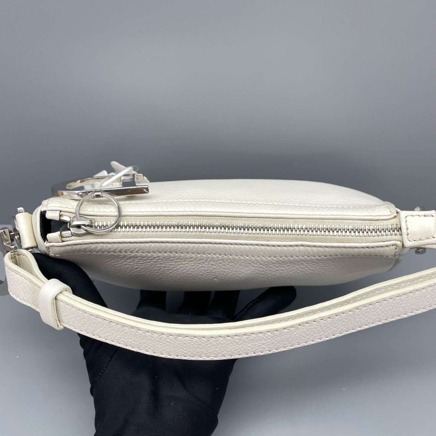 Dior - Vintage Large D-Charm Shoulder Bag - Leather - White - (mini)