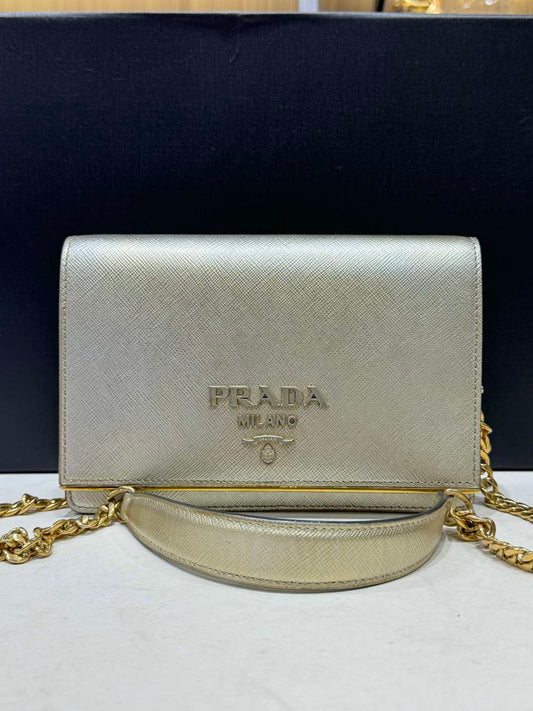 Prada - Saffiano Leather Wallet on Chain - Saffiano leather - Gold - (mini)