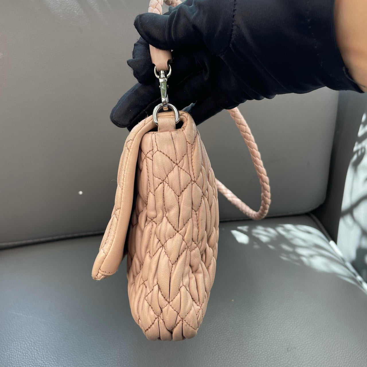 Miu Miu - Crystal Series Matelassé Shoulder Bag - Lambskin leather - Beige - (mini)