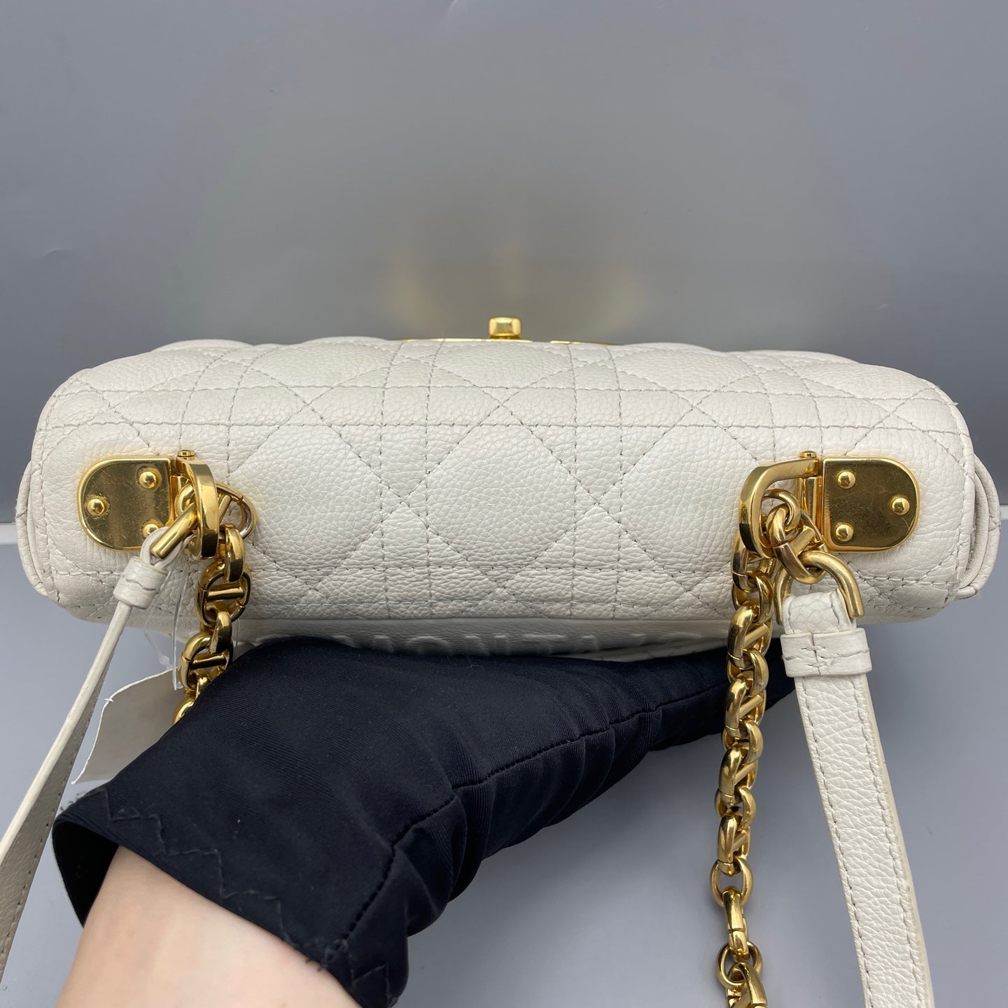 Dior - Miss Caro Chain Bag - Grained leather - White - (mini)