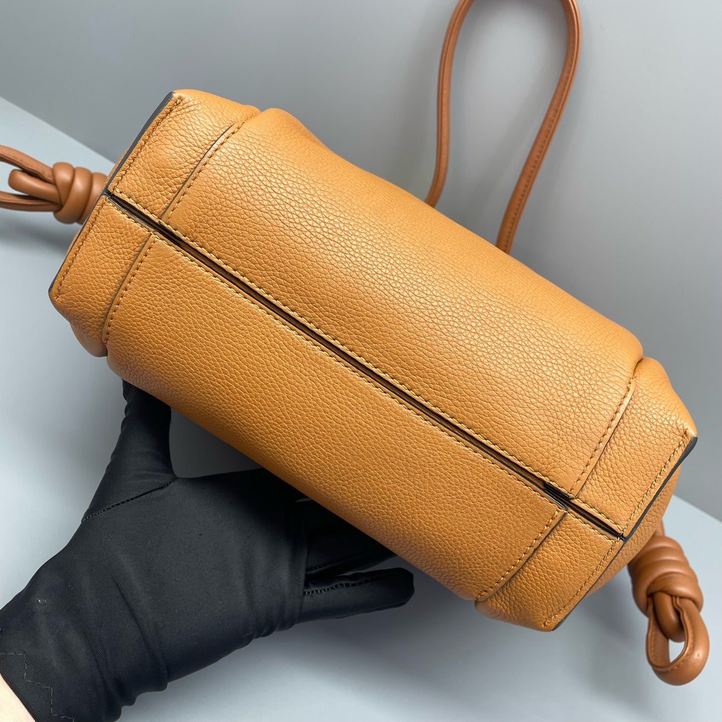 Loewe - Flamenco Drawstring Tote - Grained calfskin leather - Caramel - (medium)