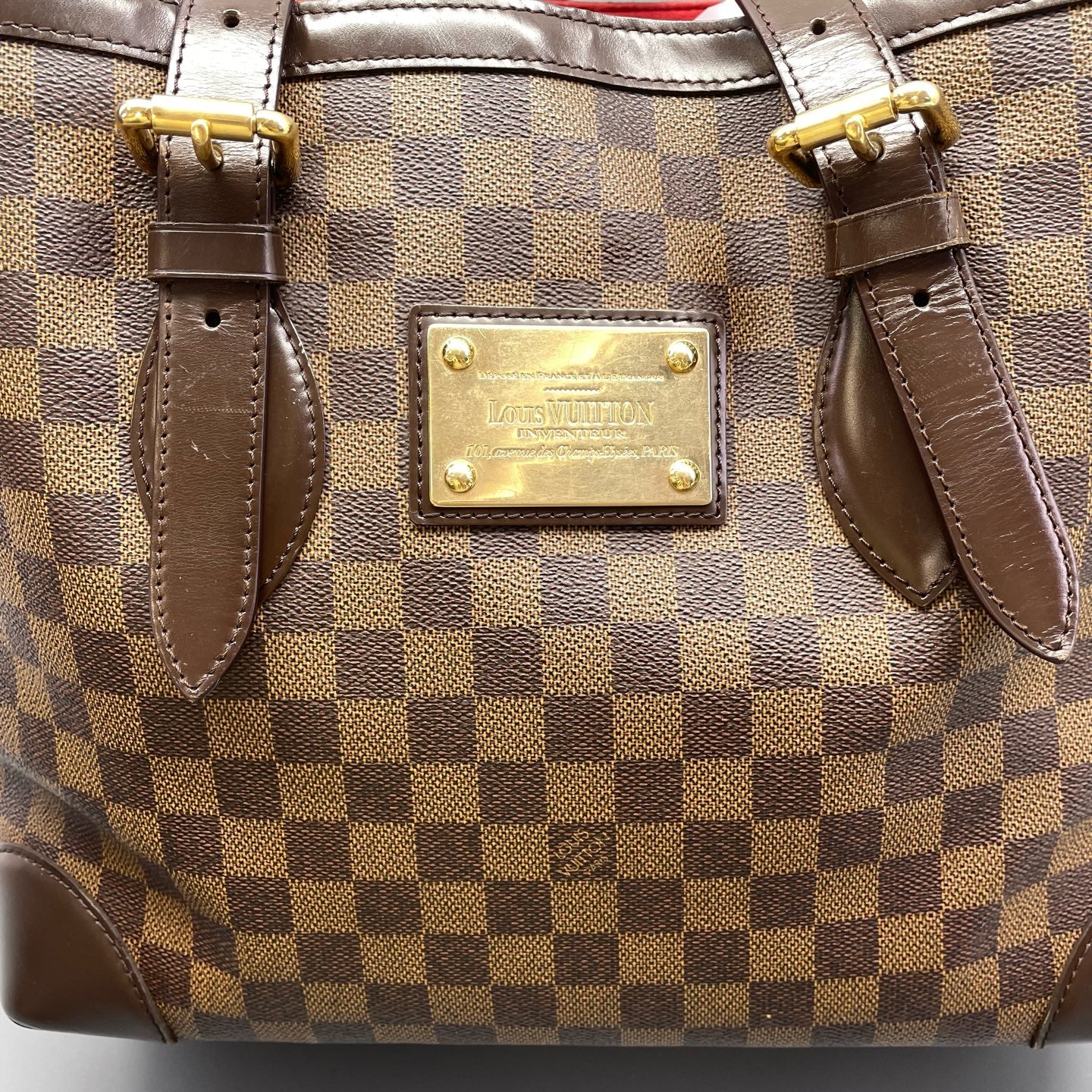 Louis Vuitton - Hampstead MM - Damier Ebene coated canvas with brown leather trim - Brown - (Large)