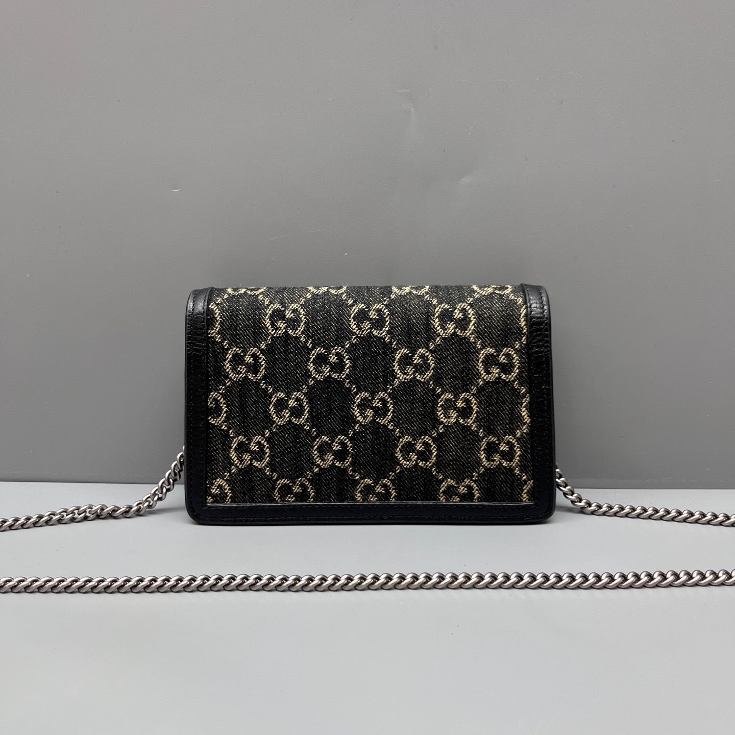 Gucci - Dionysus Chain Wallet - Denim - Jeans and Leather - Multicolour with black leather trim and antique silver-tone hardware - (mini)