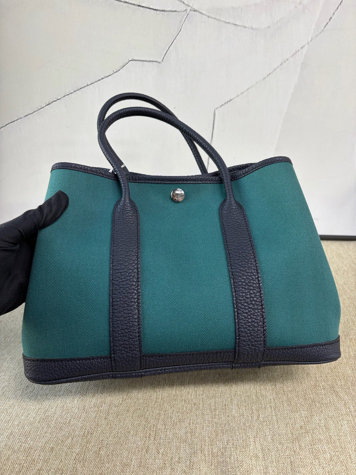 Hermès - Garden Party 30 - Canvas and Leather - Dark Green with Black - (Medium)