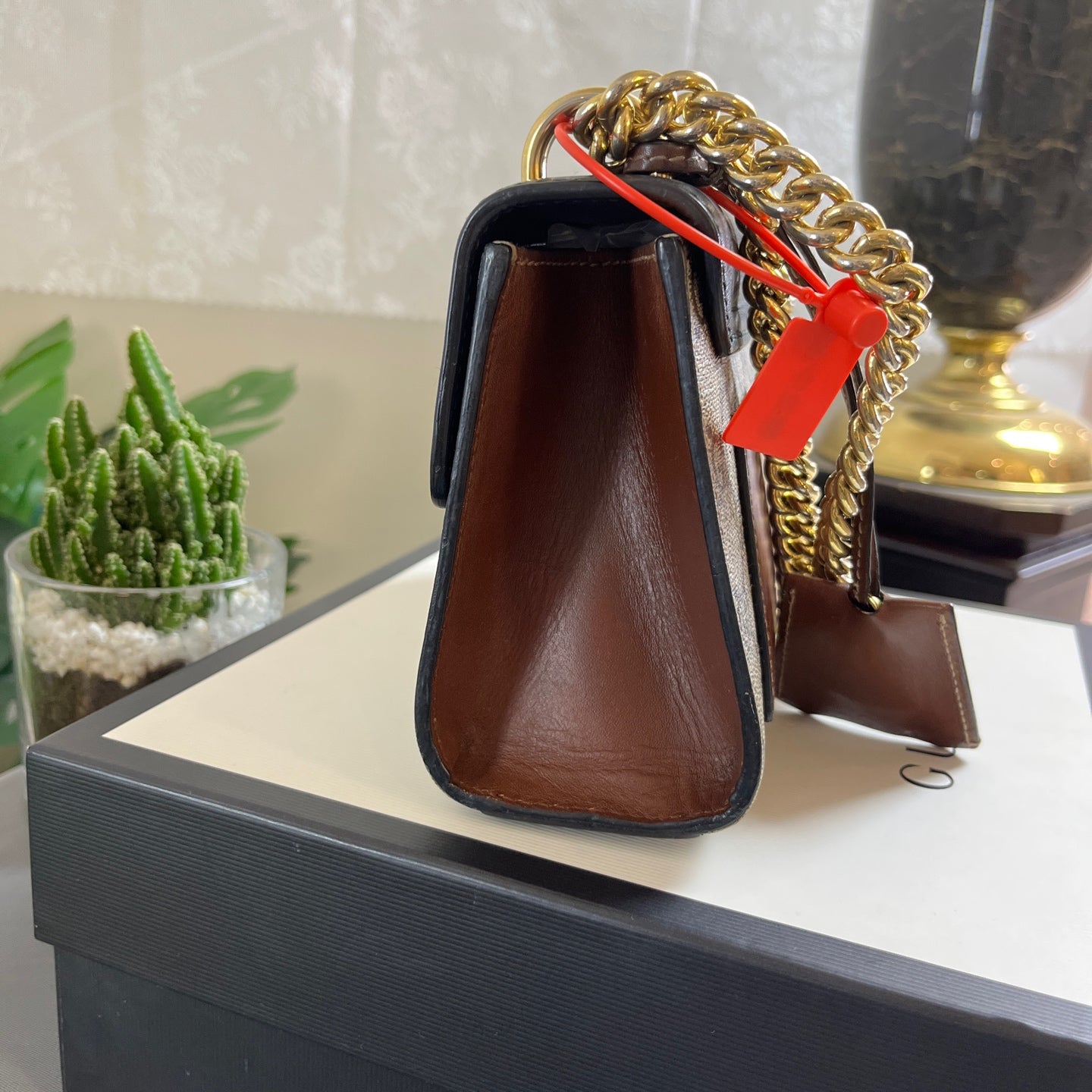Gucci - Padlock Mini Shoulder Bag - GG Supreme canvas with leather trim - Beige and Ebony with Black and Brown accents - (mini)