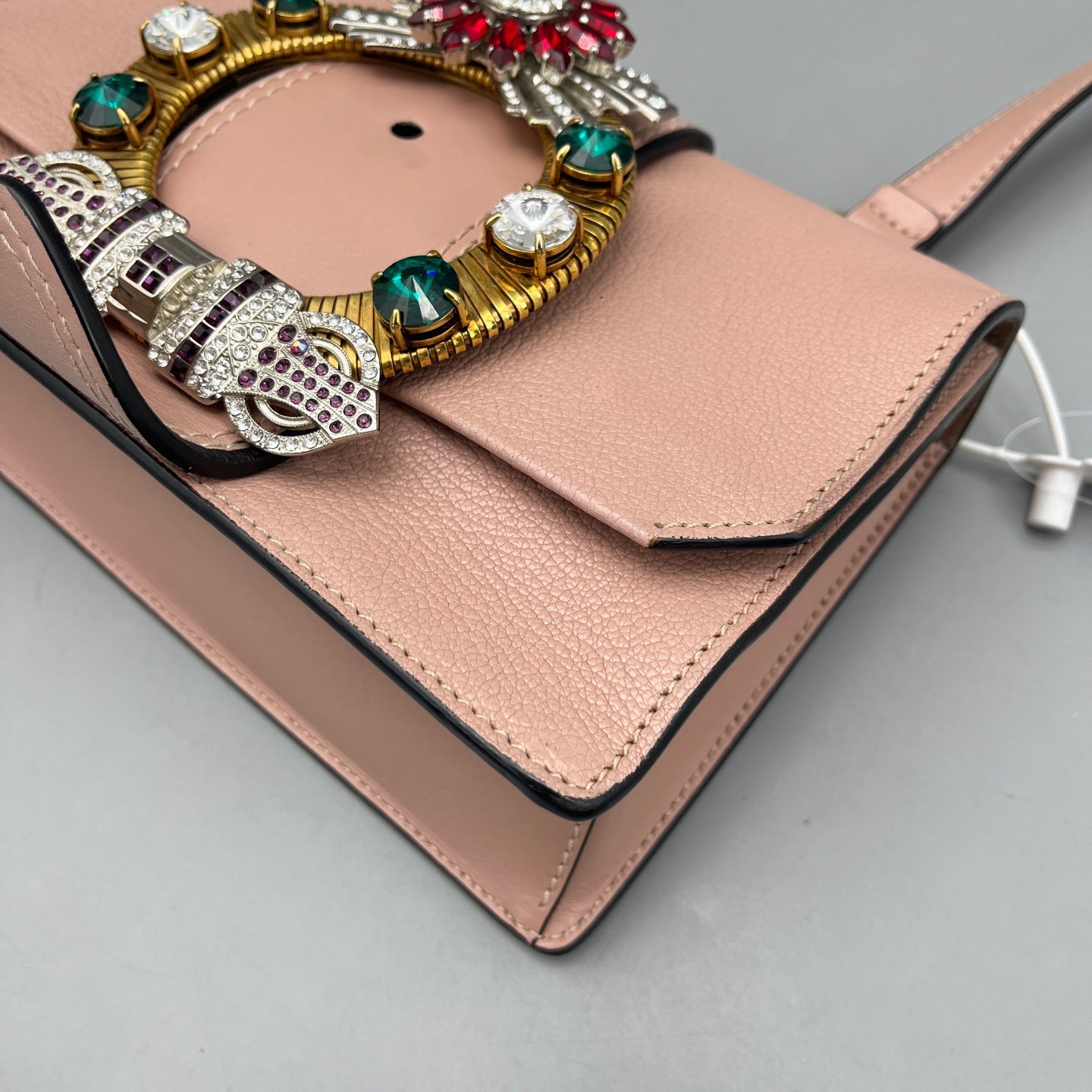 Miu Miu - Jeweled Flap Shoulder Bag - Leather - Pink - (small)