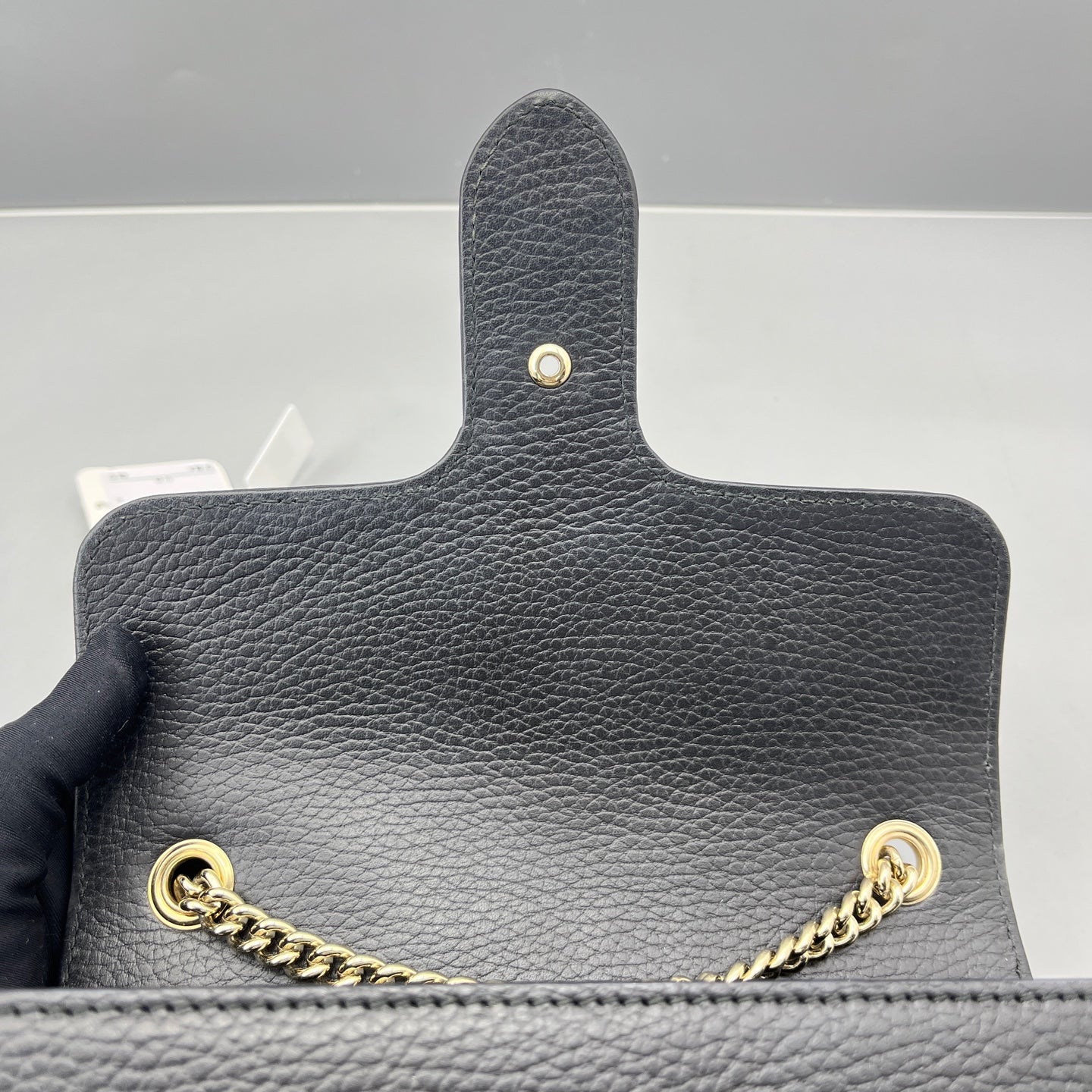 Gucci - Interlocking G Accordion Crossbody Bag - Grained leather - Black - (Small)
