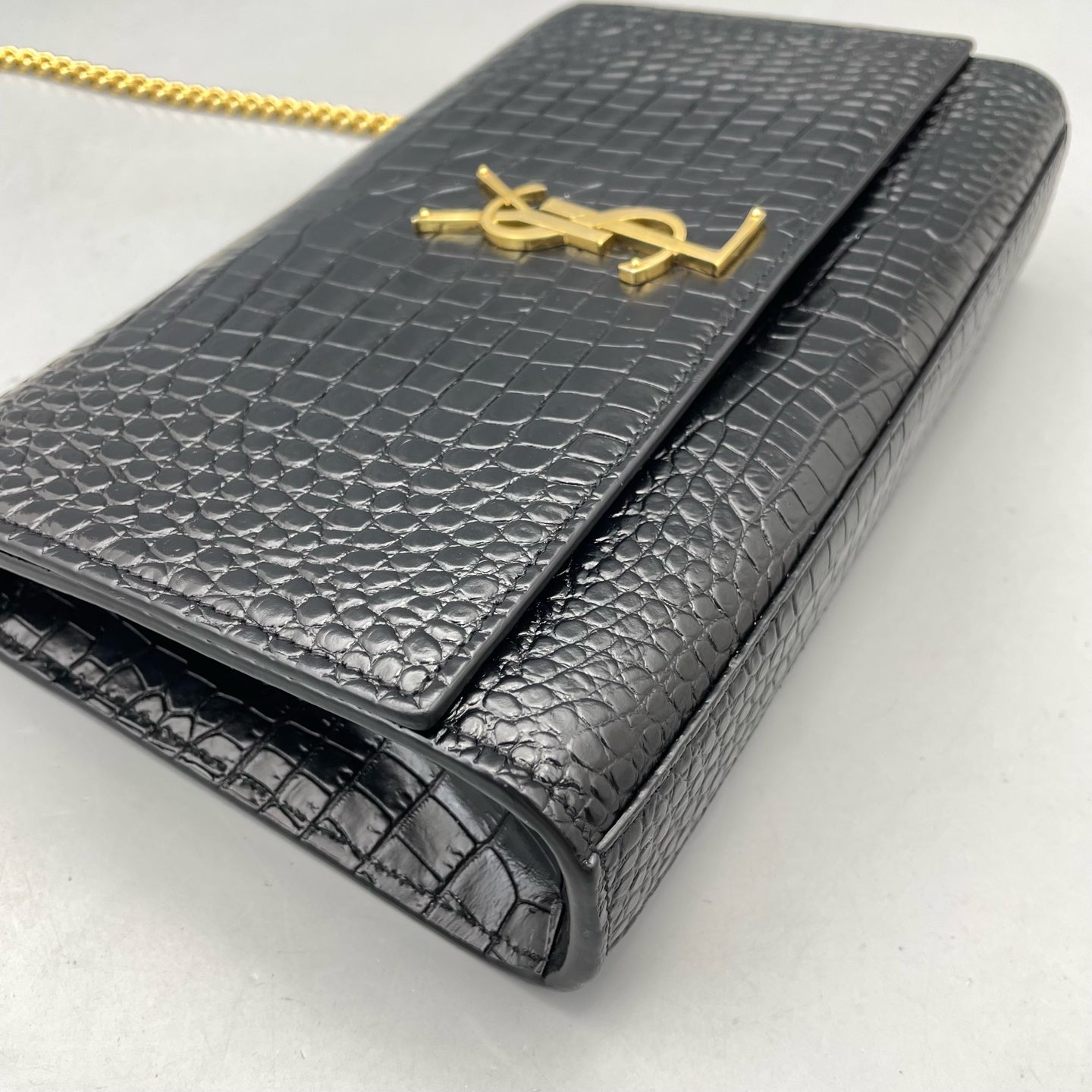 Saint Laurent - Kate - Crocodile-embossed leather - Black - (Medium)