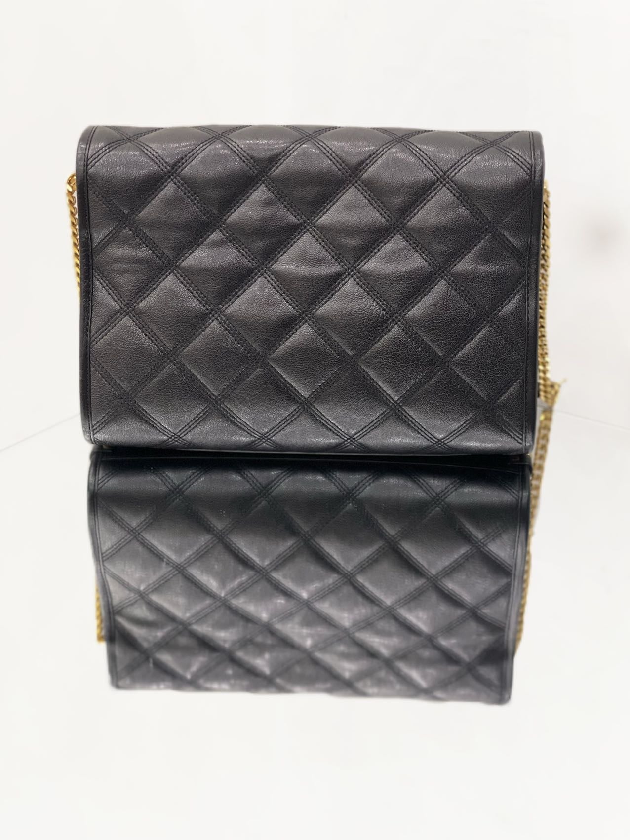 Saint Laurent - Becky Flap Bag - Pebbled calfskin leather - Black - (Medium)
