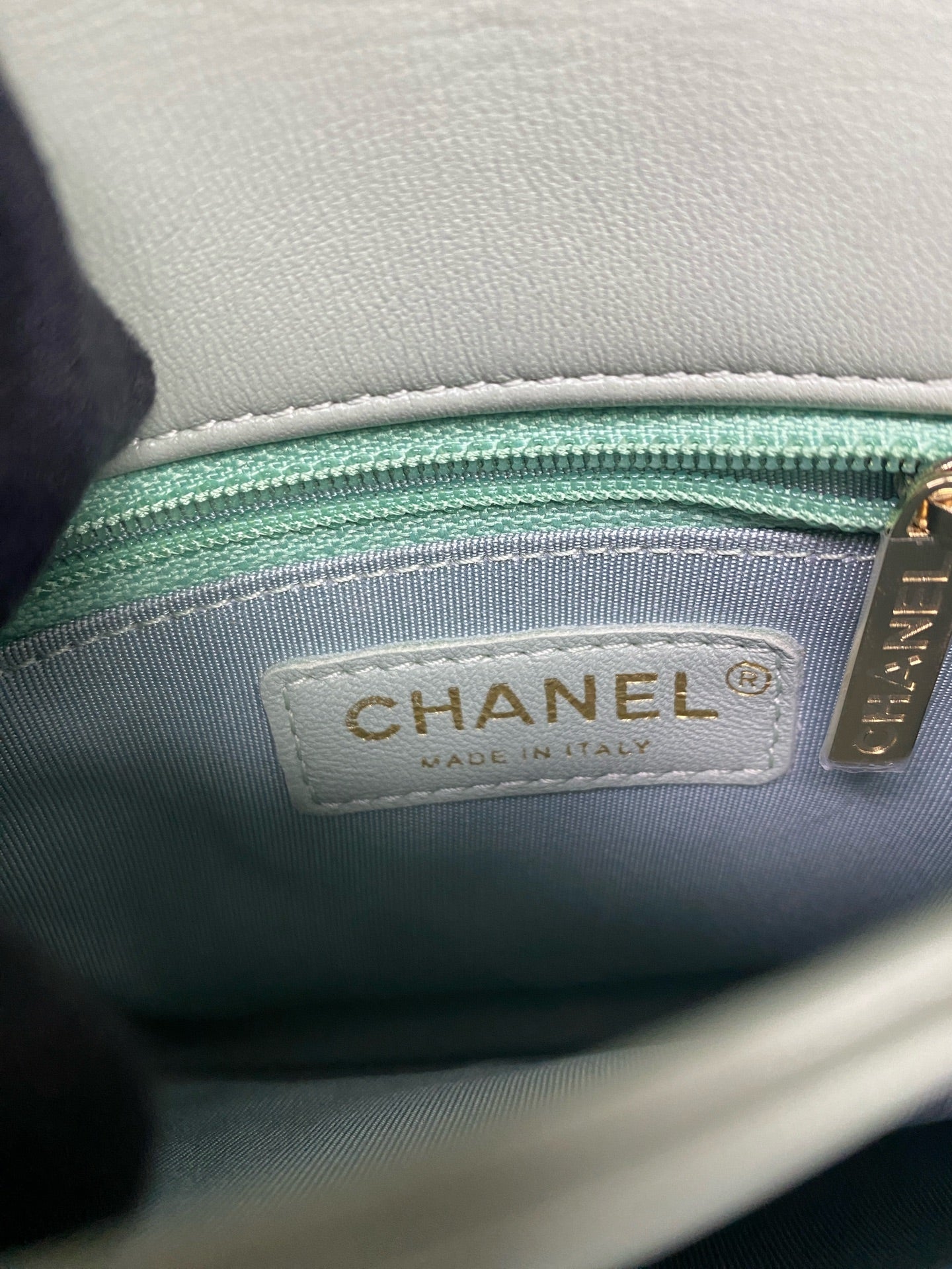 Chanel - Top Handle Accordion Flap Bag - Lambskin leather - Mint Green - (mini)