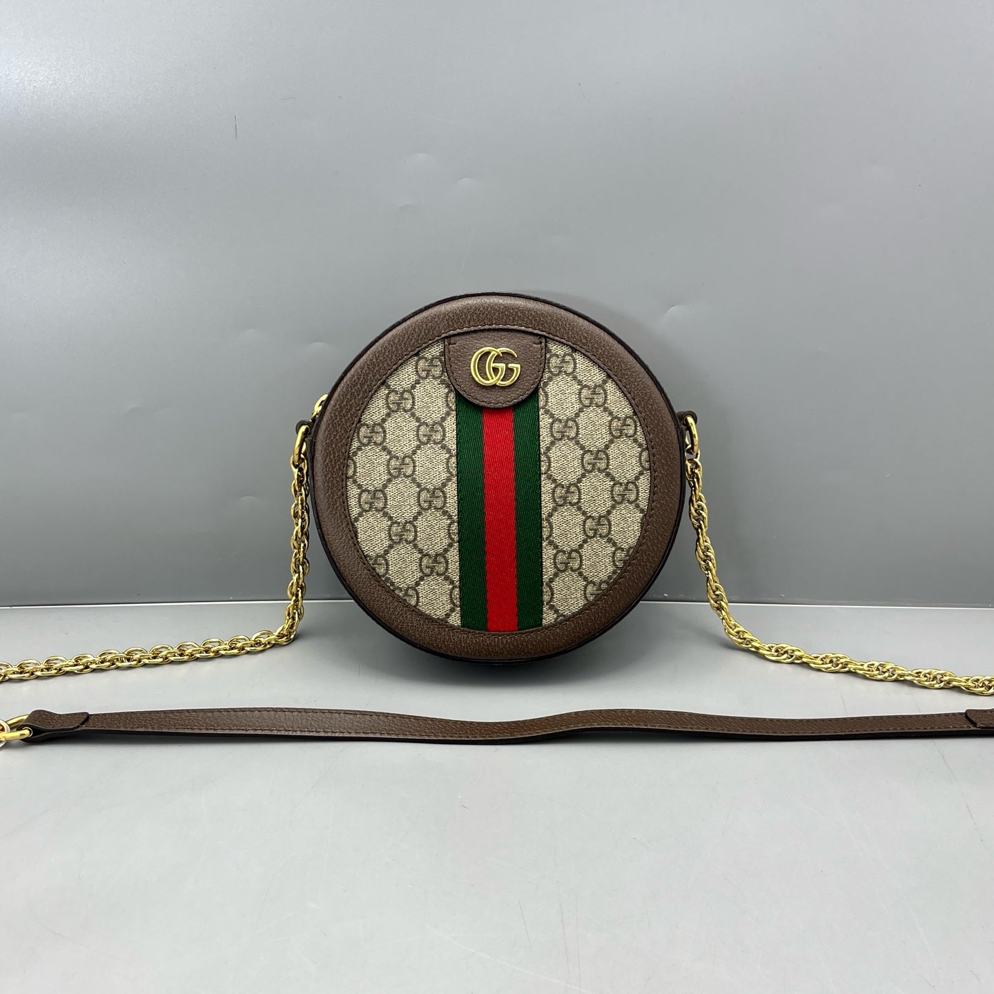 Gucci - Ophidia Mini Round Shoulder Bag - GG Supreme canvas and leather - Brown - (mini)