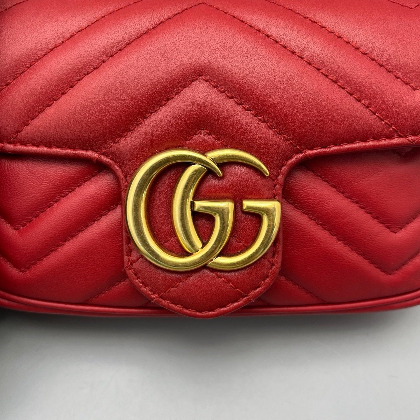 Gucci - Marmont Super Mini Bag - Leather - Red - (mini)