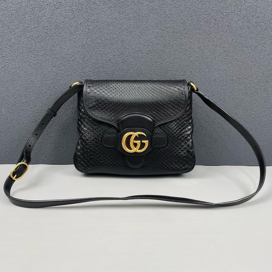 Gucci - GG Messenger Bag - Exotic leathers - Python and Leather - Black - (small)