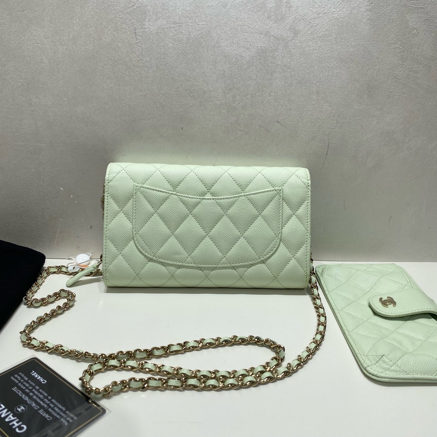 Chanel - Classic Flap Wallet on Chain (WOC) 2-in-1 - Caviar leather - Mint Green - (Small)