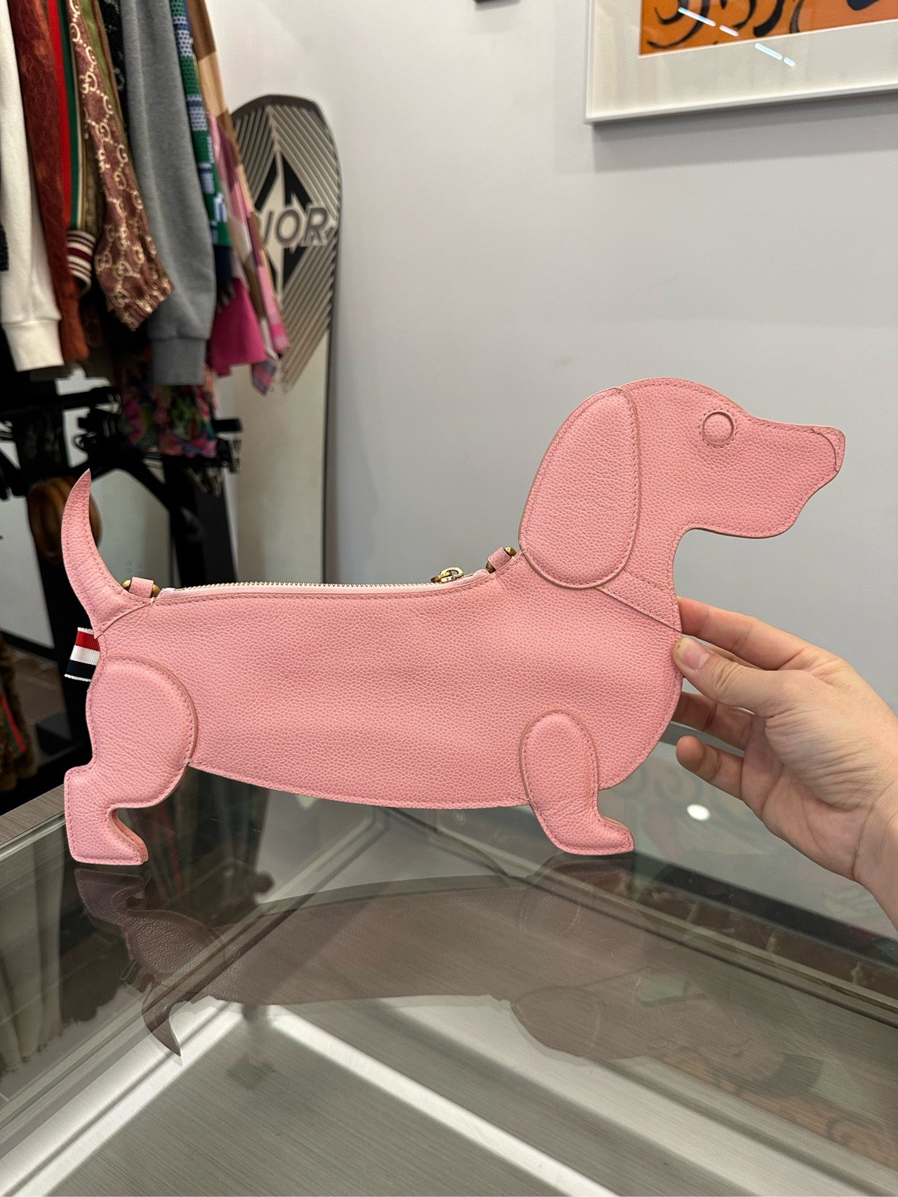 Thom Browne - Dachshund Shoulder Bag - Grained leather - Pink - (Small)