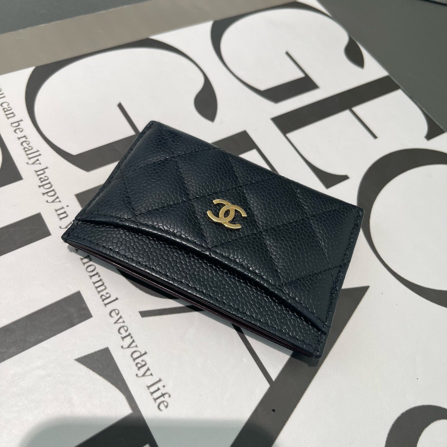 Chanel - CF Card Holder - Grained leather - Black - (mini)