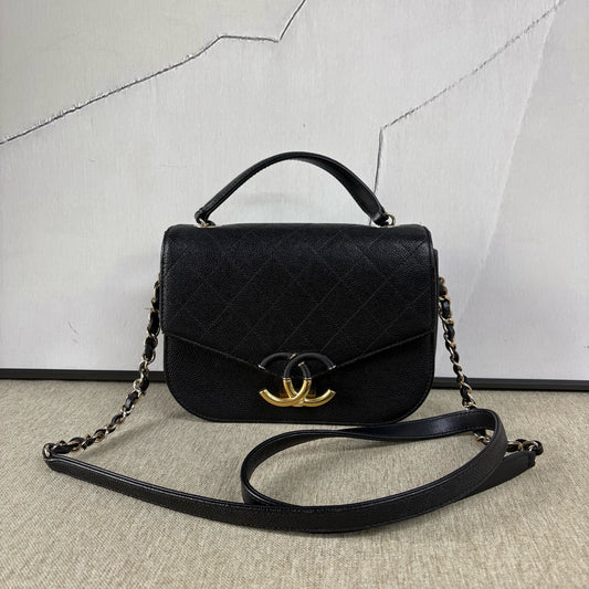 Chanel - Cuba Series Messenger Bag - Grained calfskin leather - Black - (Small)